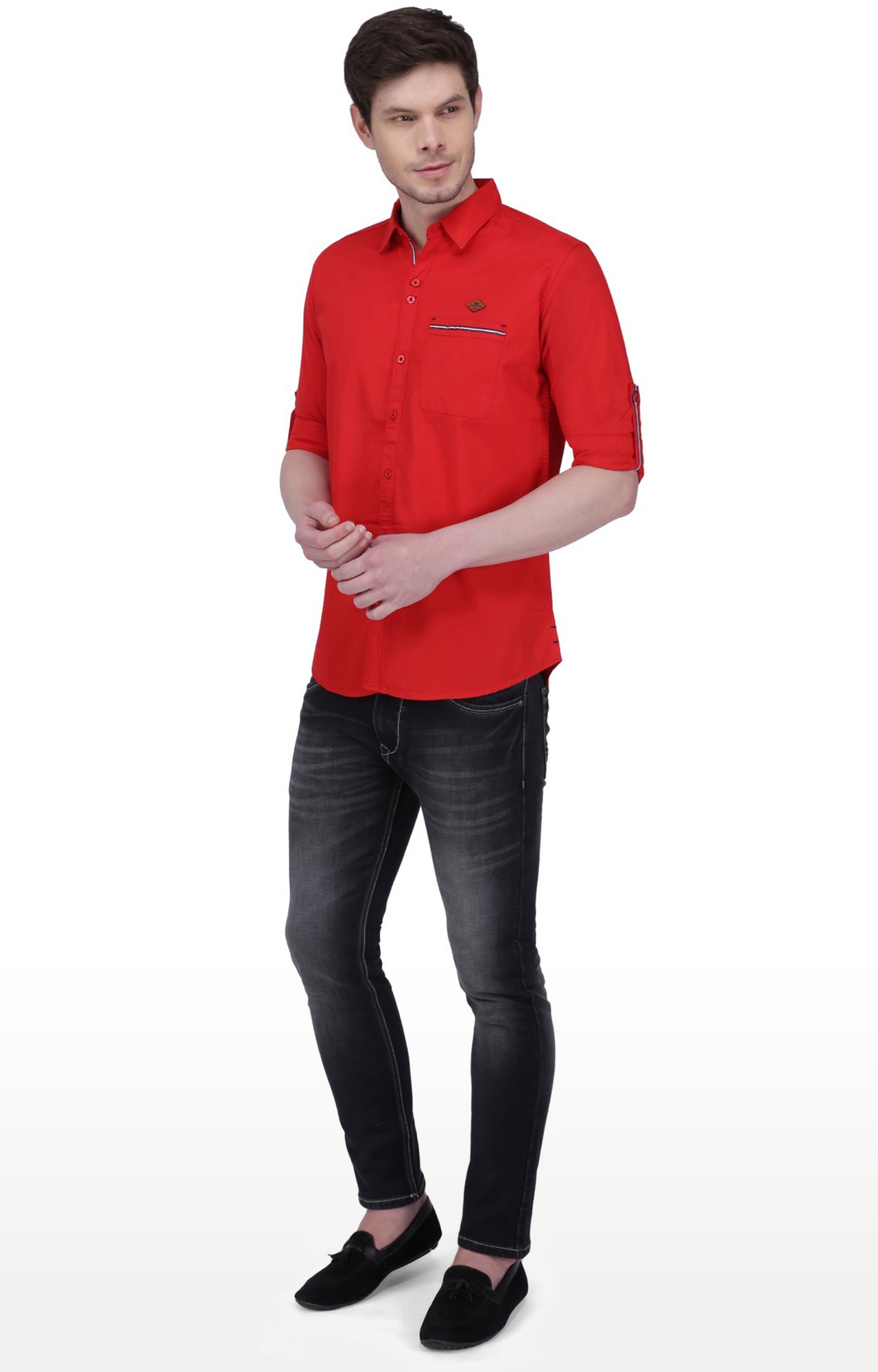 Kuons Avenue | Kuons Avenue Men's Crimson Red Linen Cotton Shirt 1
