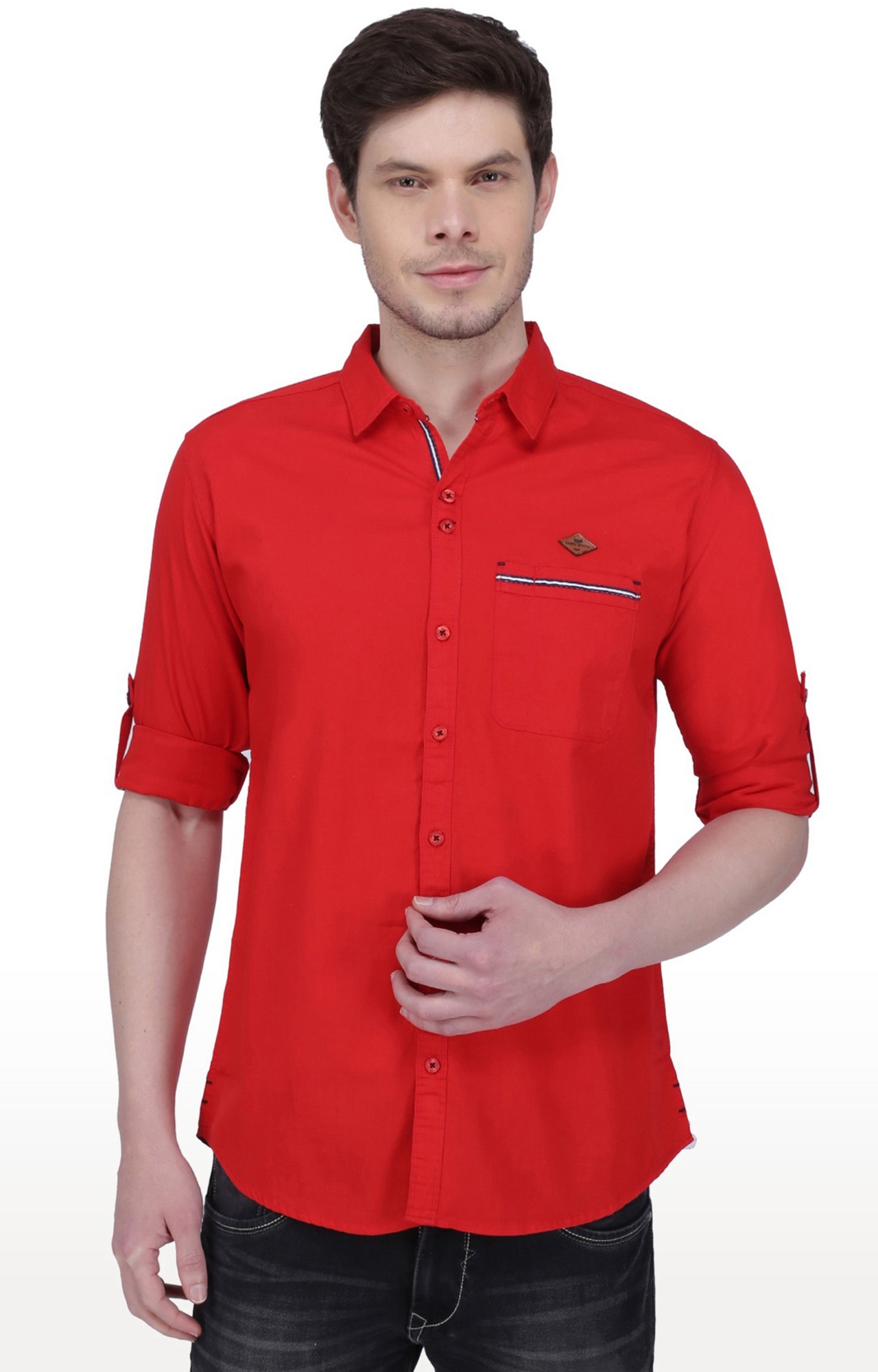 Kuons Avenue | Kuons Avenue Men's Crimson Red Linen Cotton Shirt 0