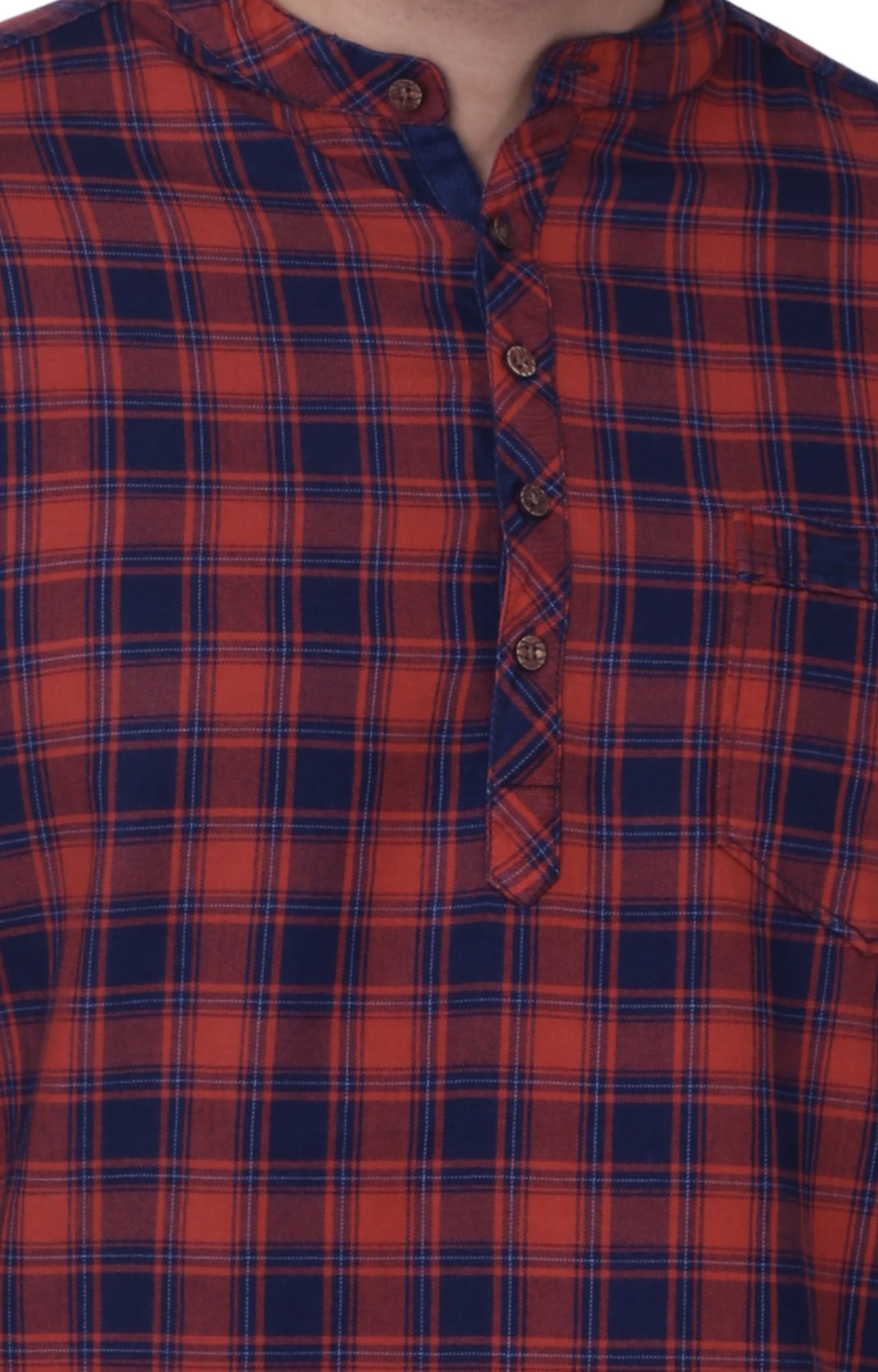 Kuons Avenue Men's Red and Indigo Checks Kurta-KACLFS1329