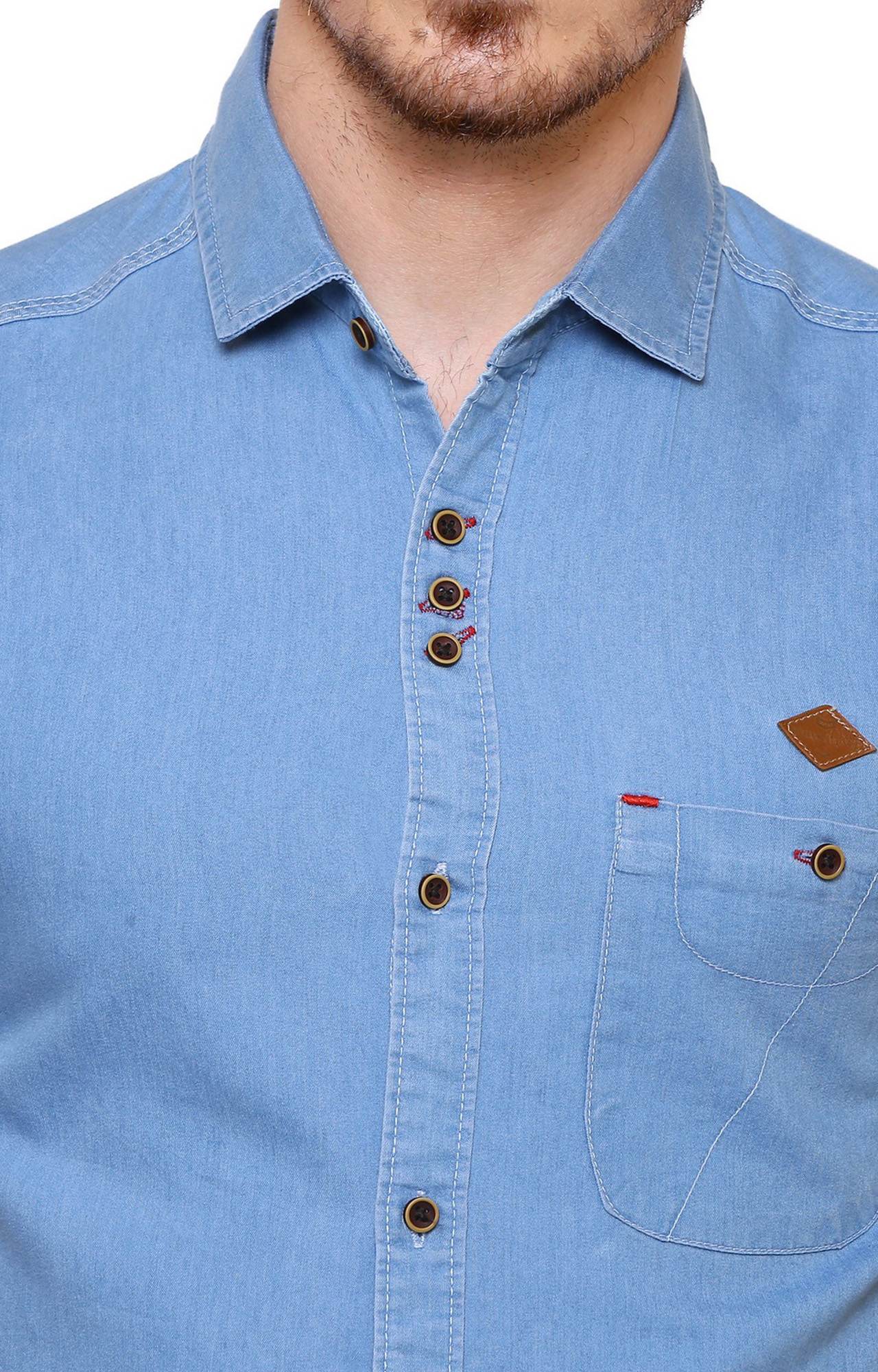 Kuons Avenue Men's Icewash Half Sleeve Denim Shirt