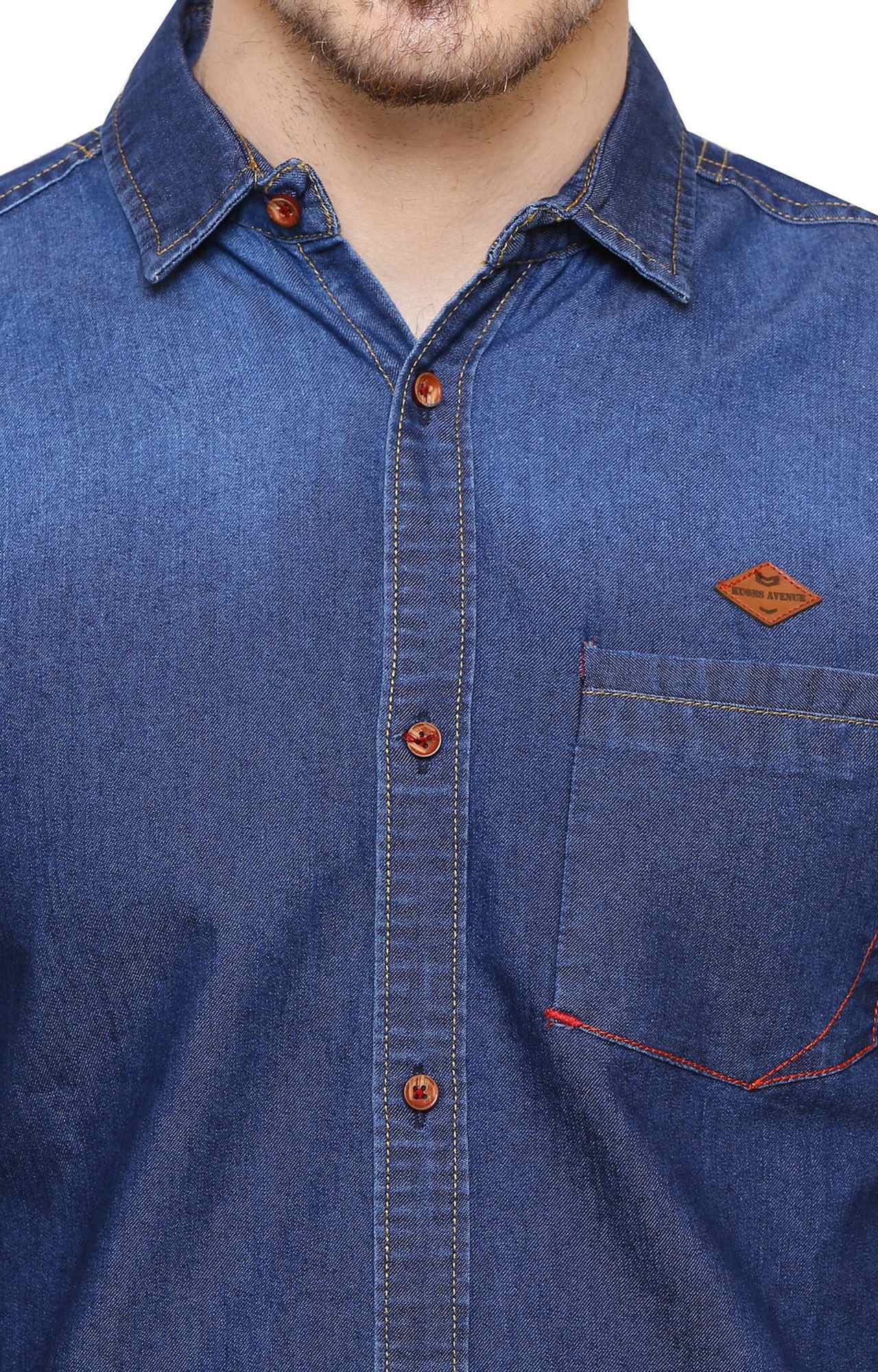 Kuons Avenue Men's Denimax Wash Half Sleeve Denim Shirt