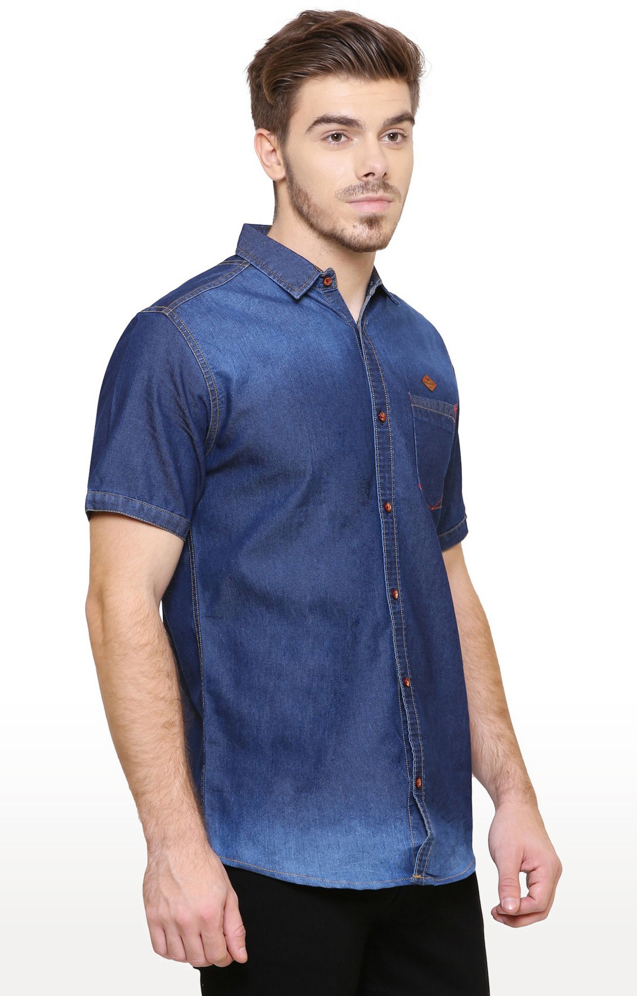 Kuons Avenue Men's Denimax Wash Half Sleeve Denim Shirt
