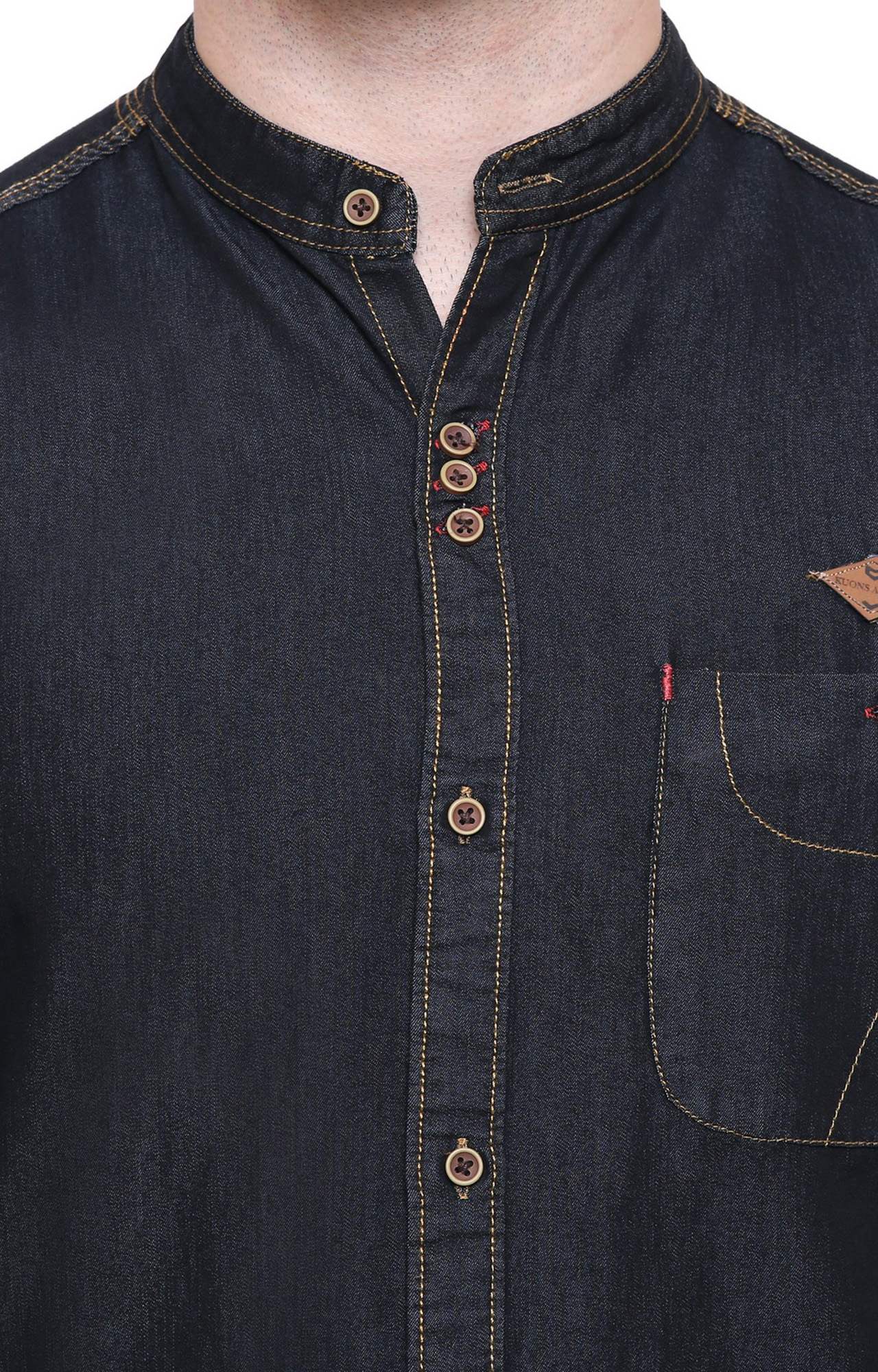 Kuons Avenue Men's Black Half Sleeve Denim Shirt