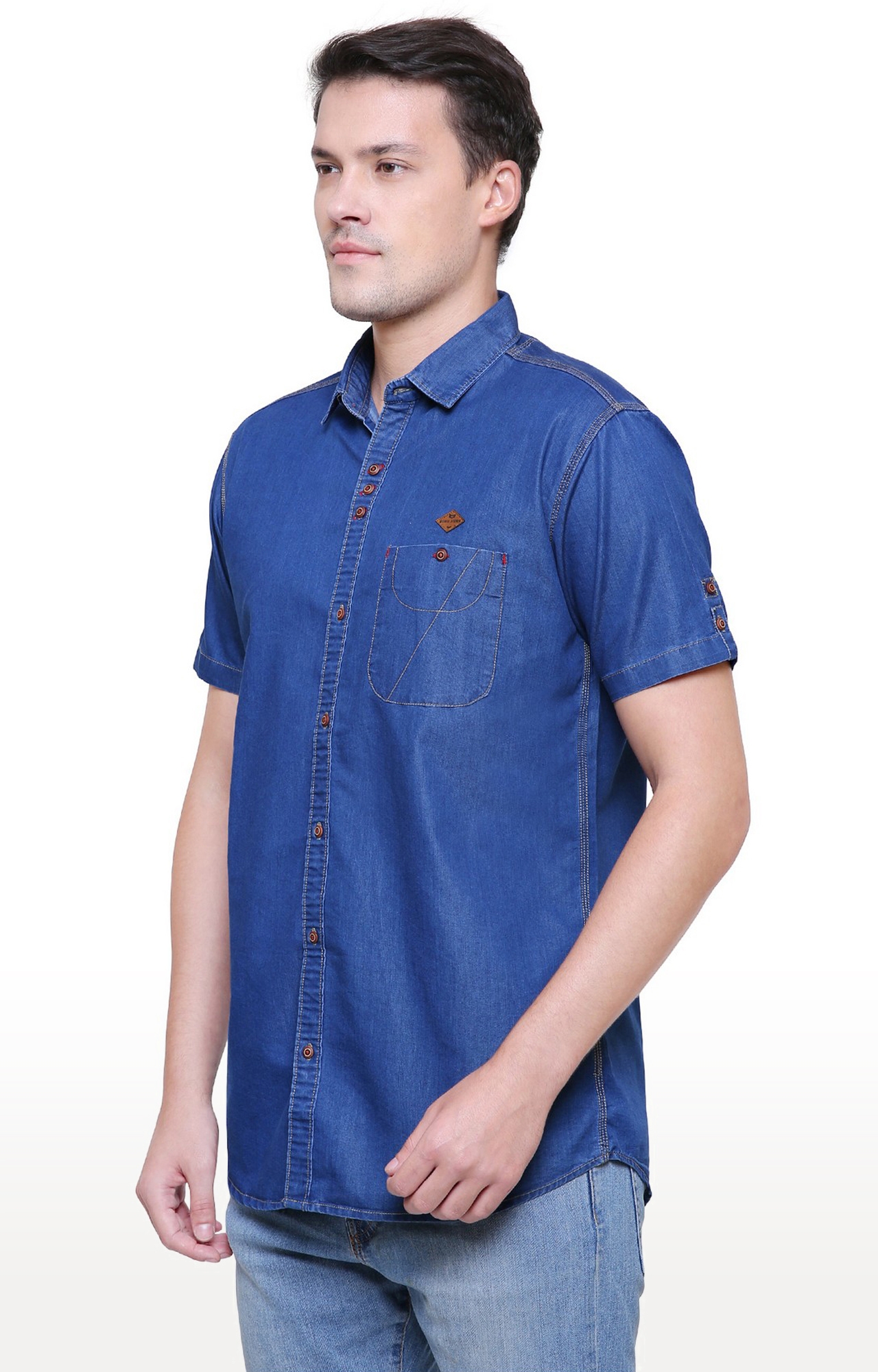 Kuons Avenue | Kuons Avenue Men's True Blue Half Sleeve Denim Shirt 3