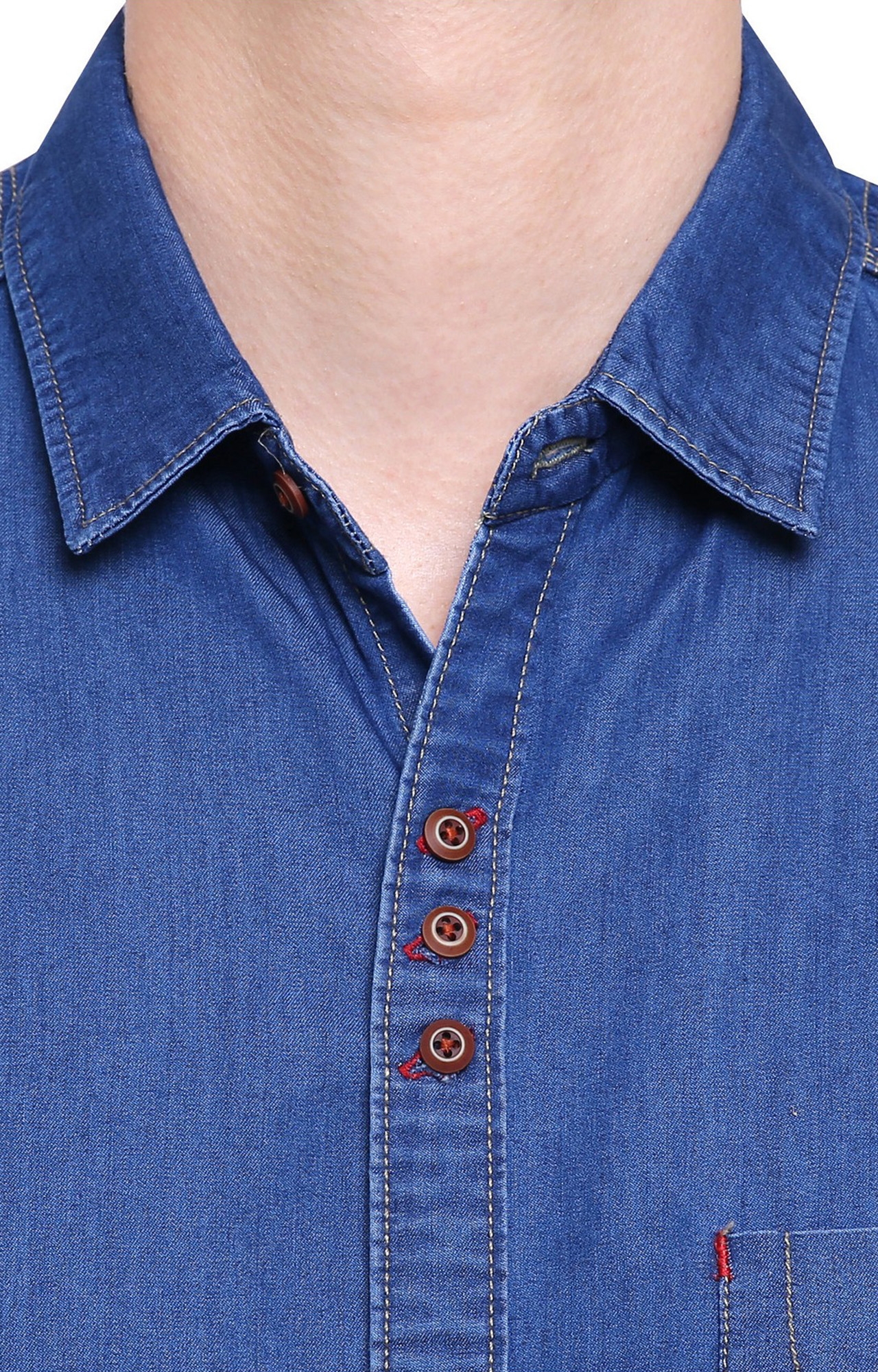 Kuons Avenue | Kuons Avenue Men's True Blue Half Sleeve Denim Shirt 5
