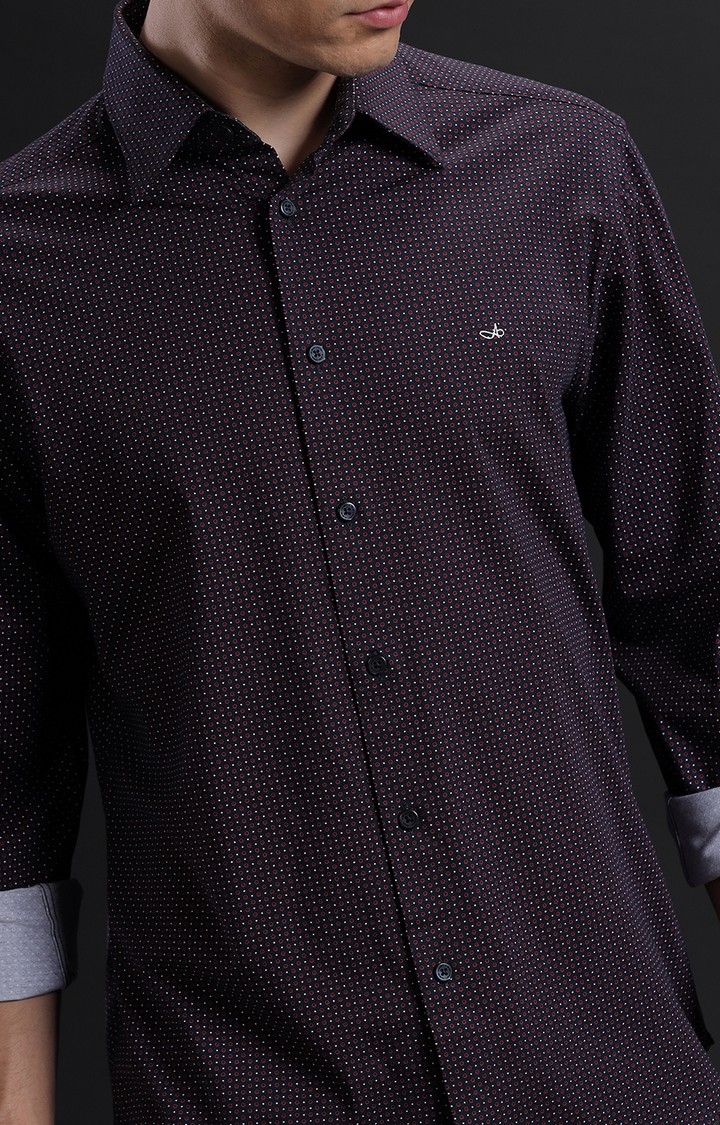 Men's Maroon Cotton Checked Casual Shirt