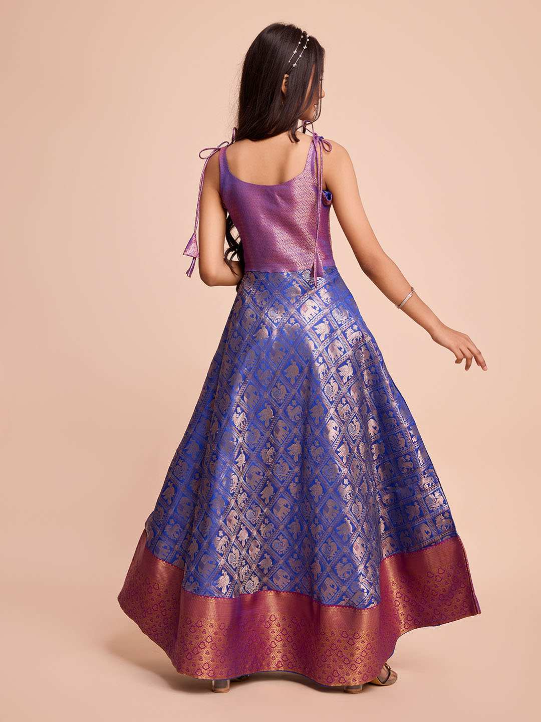 Tasarika Kids BLUE color Silk Sleeveless ethnic dress KAJAL_BLUE