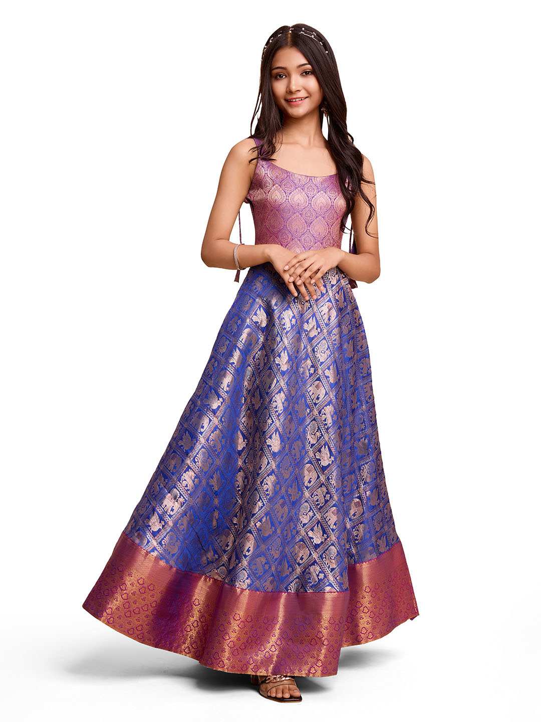 Tasarika Kids BLUE color Silk Sleeveless ethnic dress KAJAL_BLUE