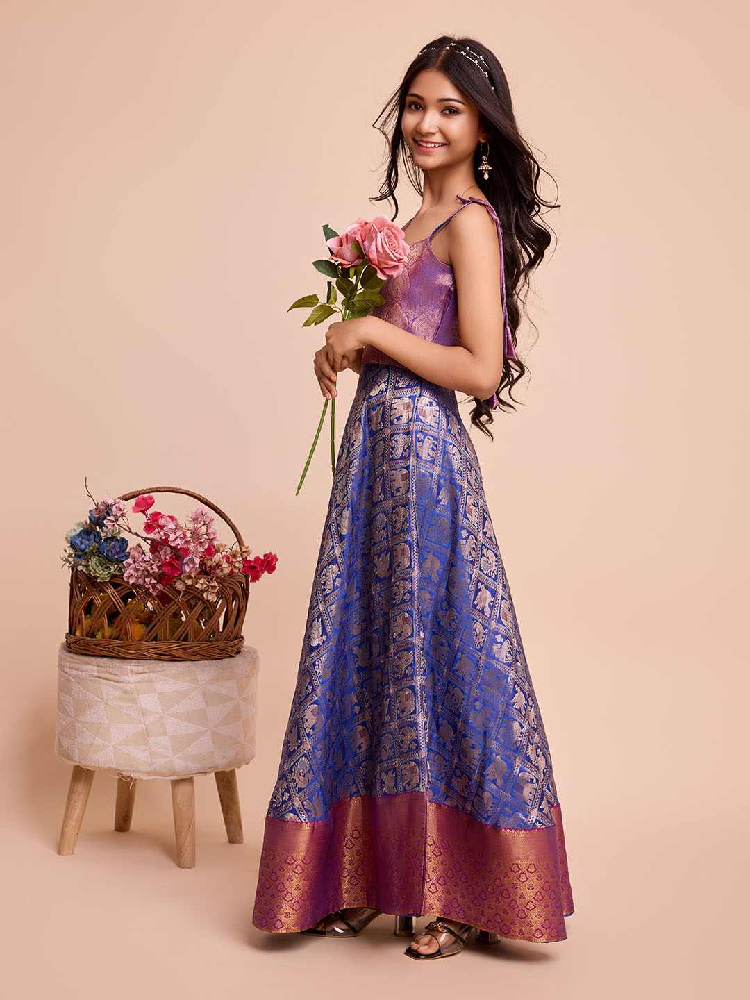 Tasarika Kids BLUE color Silk Sleeveless ethnic dress KAJAL_BLUE