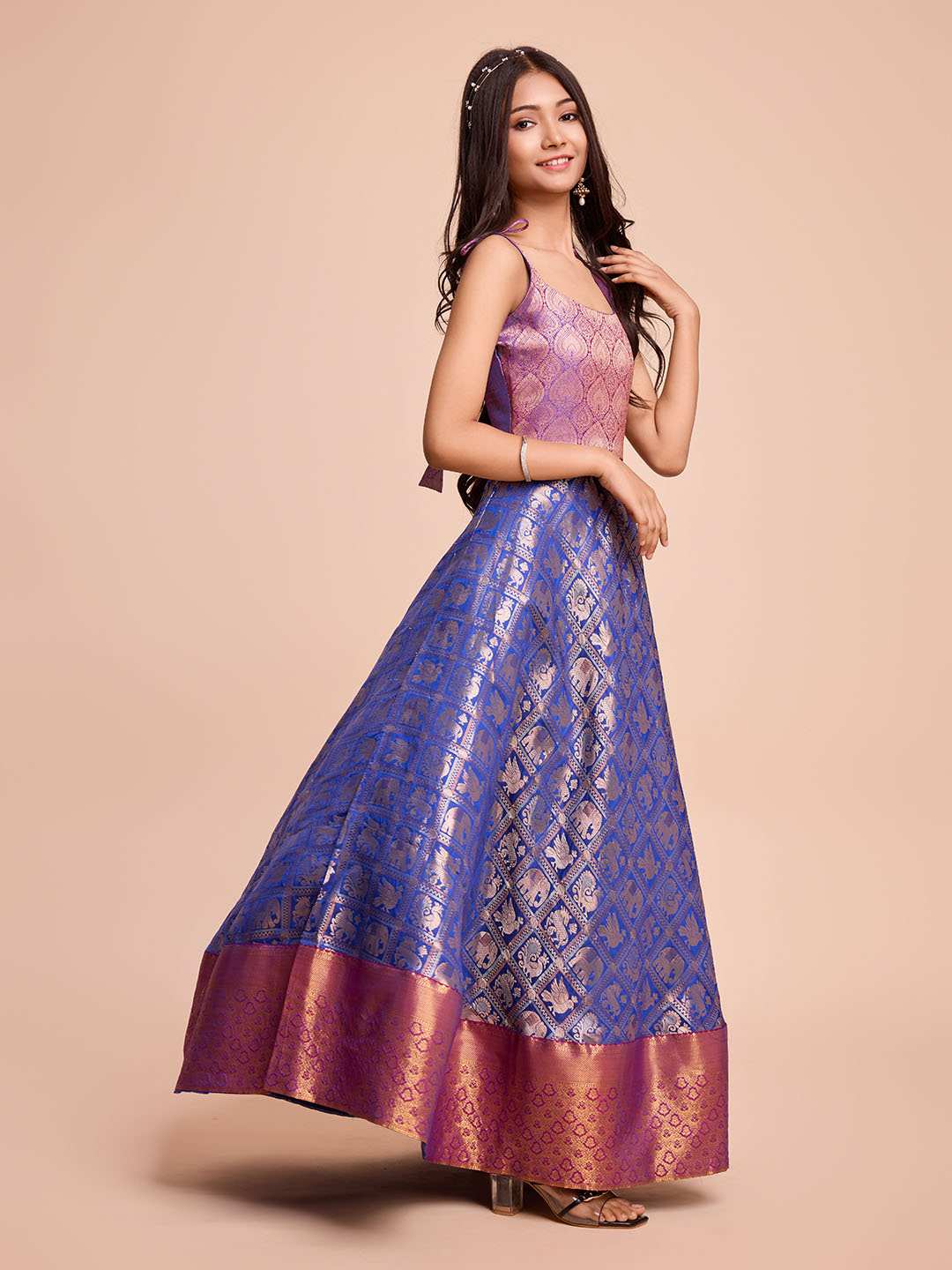 Tasarika Kids BLUE color Silk Sleeveless ethnic dress KAJAL_BLUE