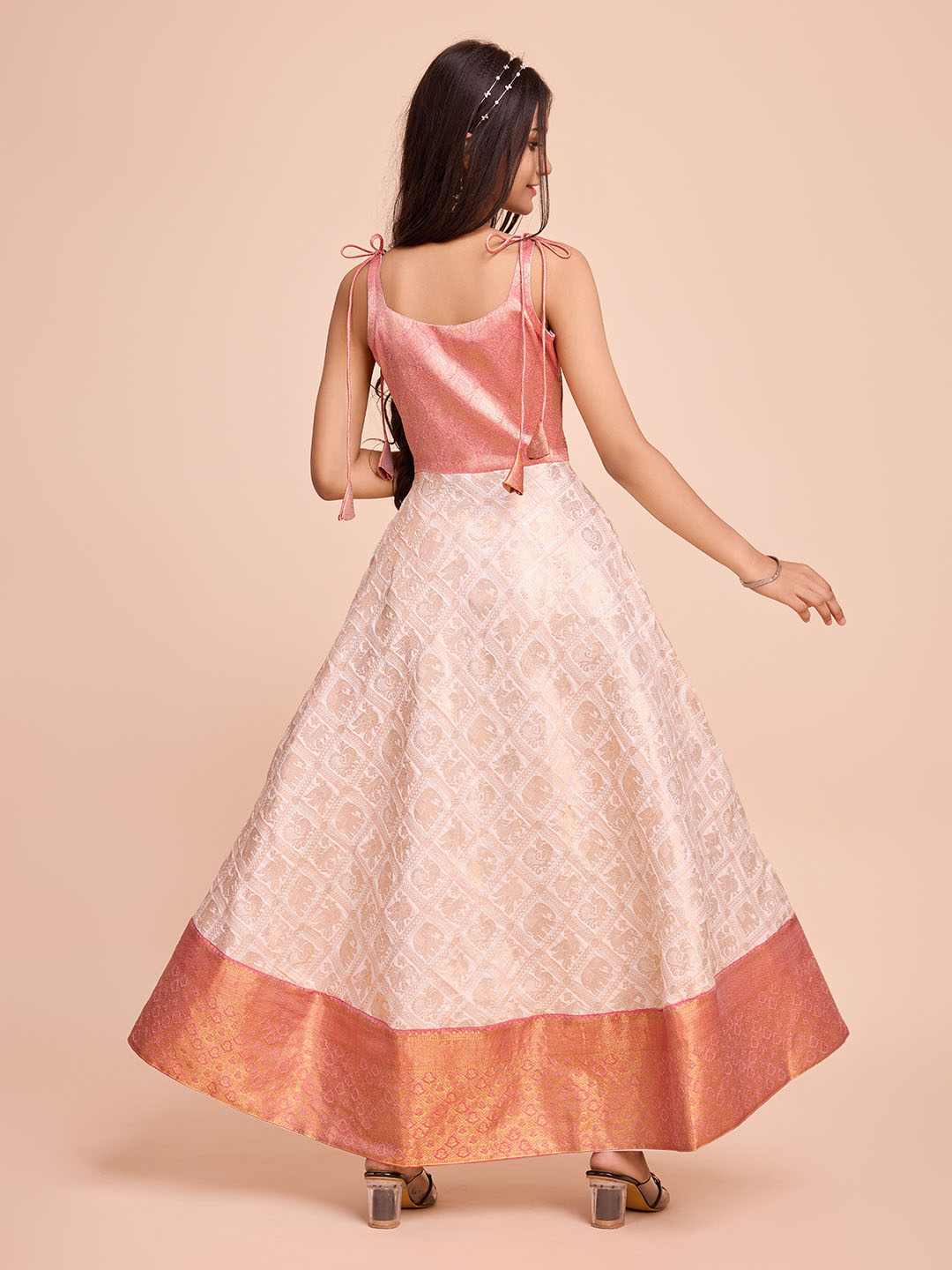 Tasarika Kids CREAM color Silk Sleeveless ethnic dress KAJAL_CREAM