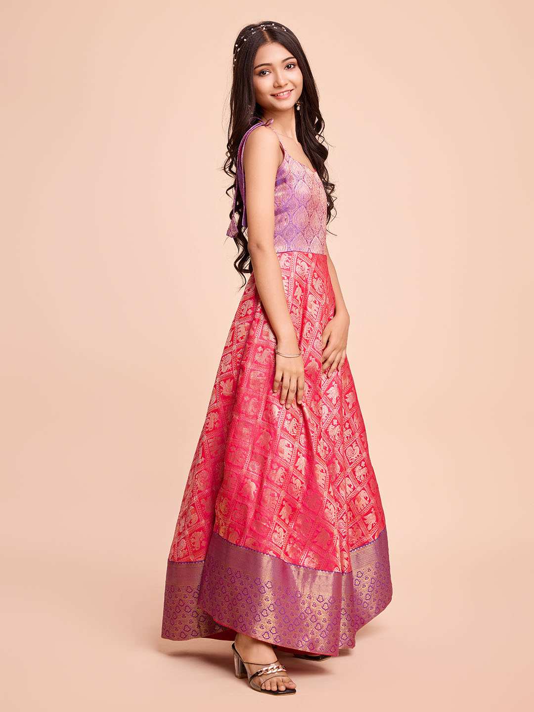 Tasarika Kids PINK color Silk Sleeveless ethnic dress KAJAL_PINK