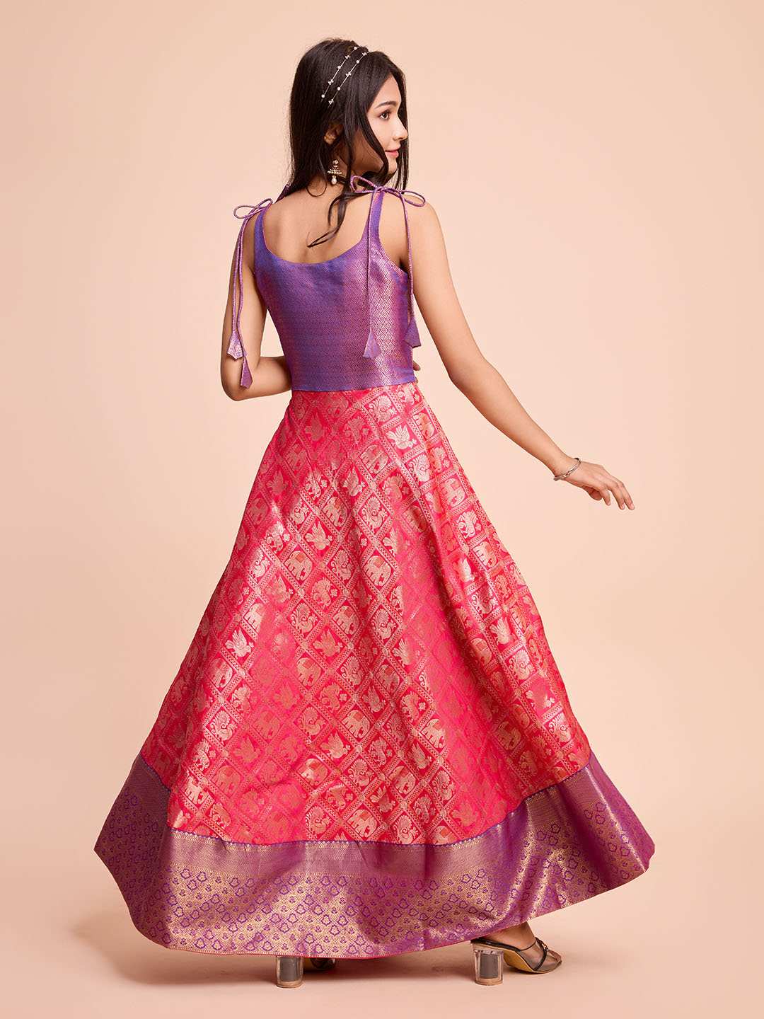 Tasarika Kids PINK color Silk Sleeveless ethnic dress KAJAL_PINK