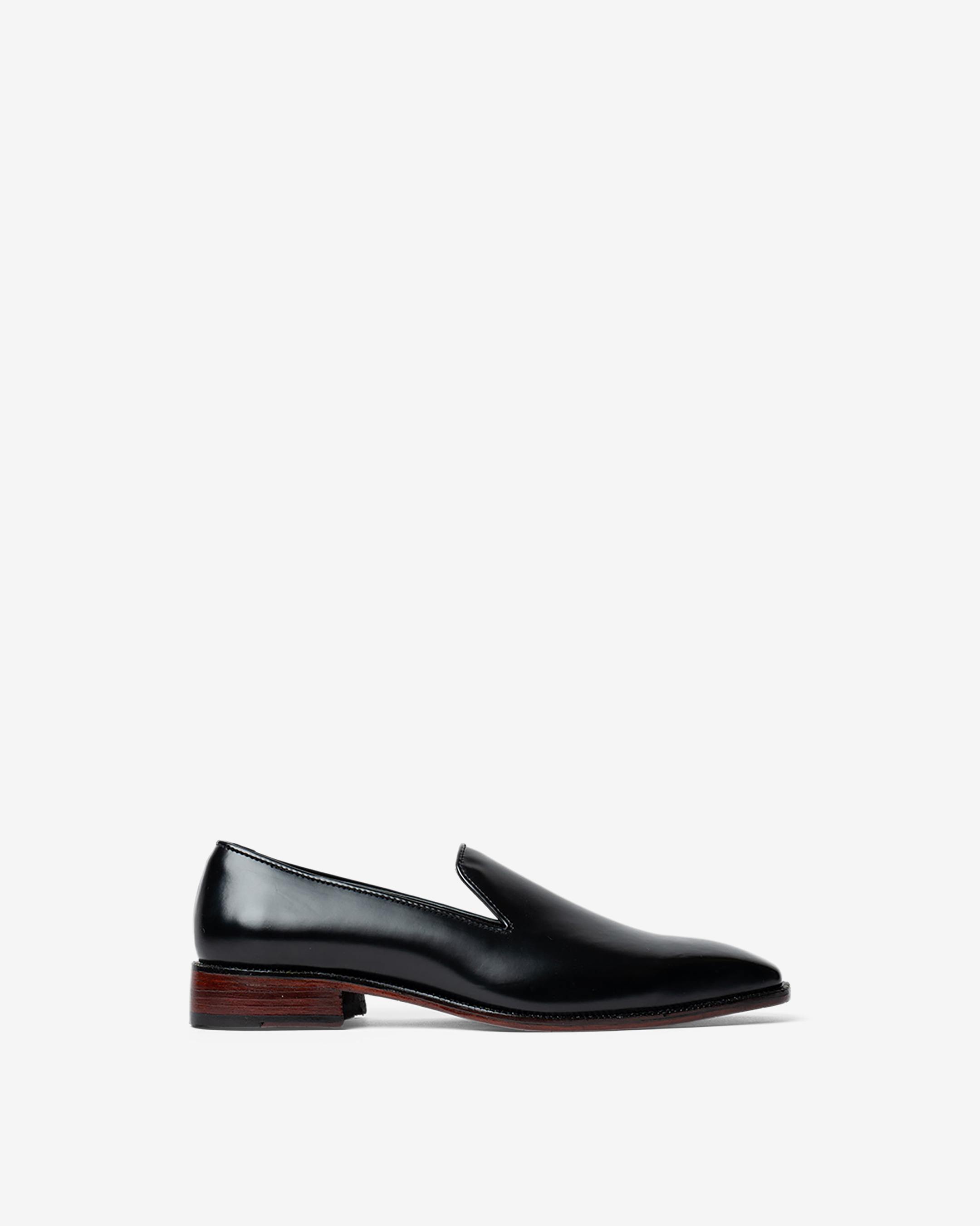 Evening Slippers With An Almond Toe, Velvet Vamp And Stacked Heel