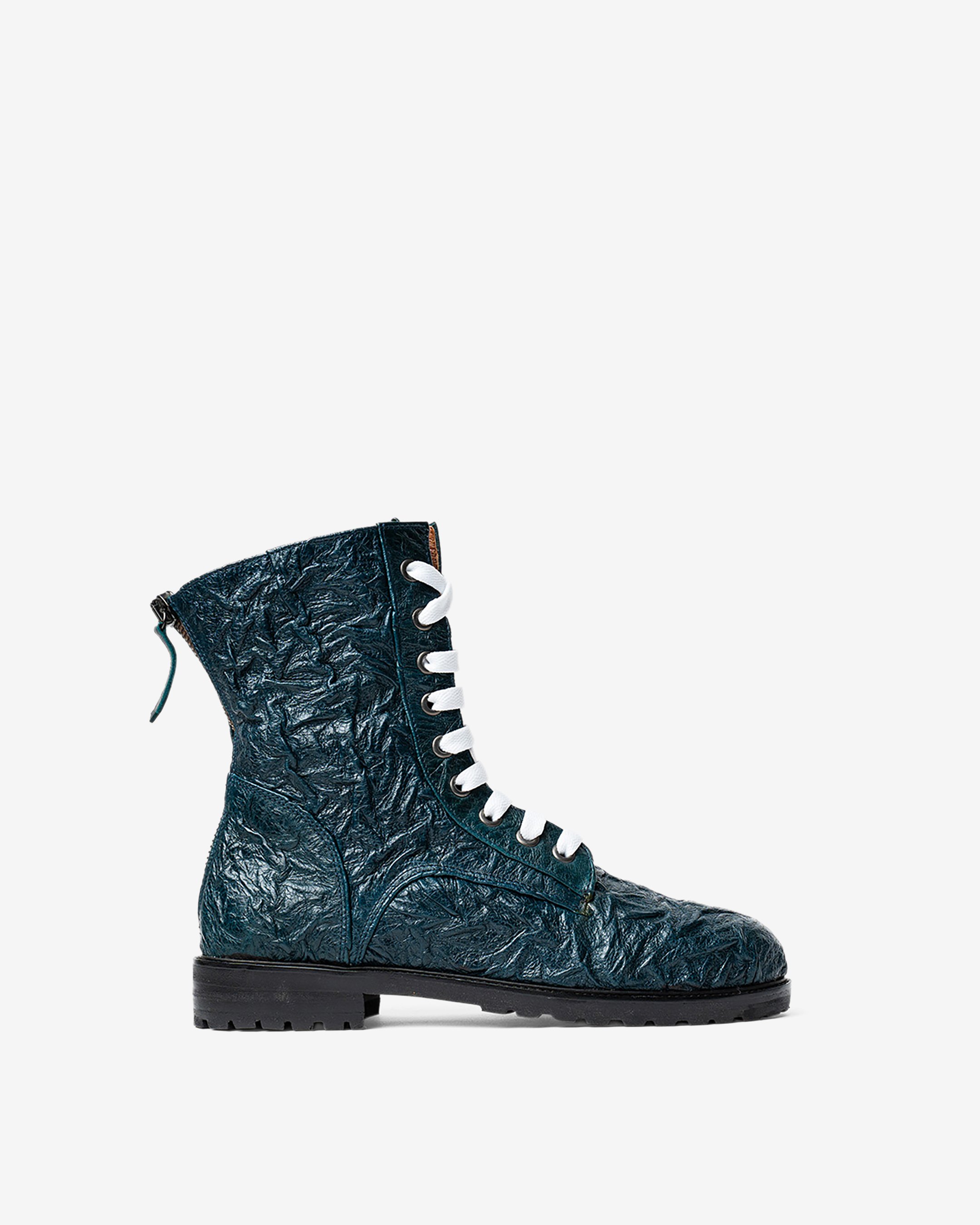 Ankle Boots With a Rounded Toe, Featuring a Back Zip Closure