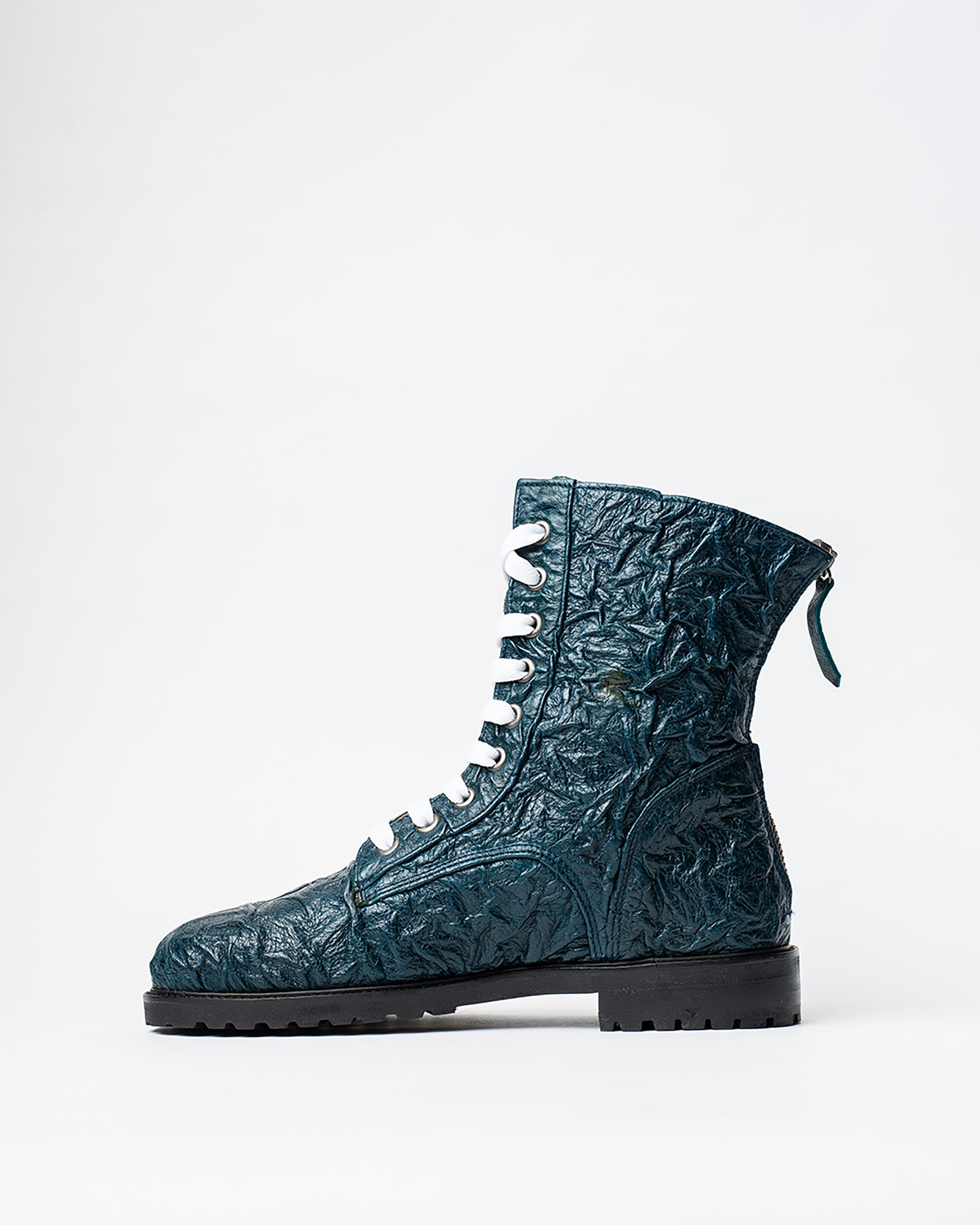 Ankle Boots With a Rounded Toe, Featuring a Back Zip Closure