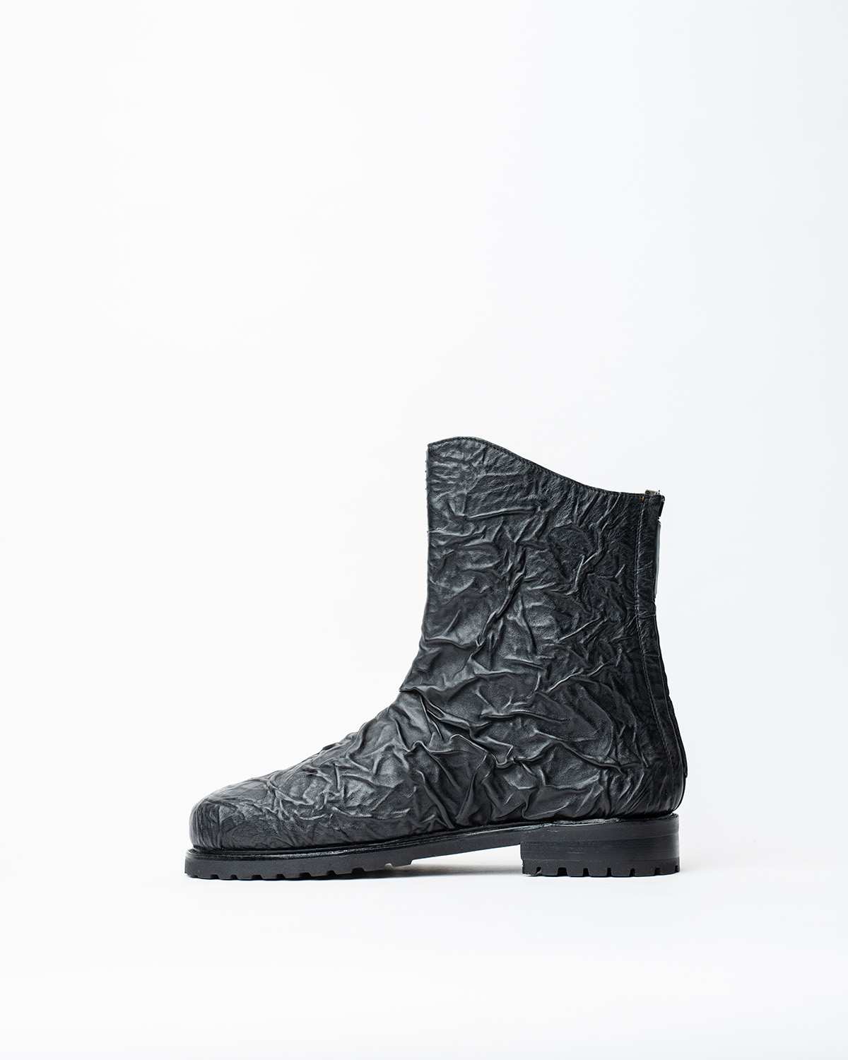 Ankle Boots With a Rounded Toe, Featuring a Back Zip Closure