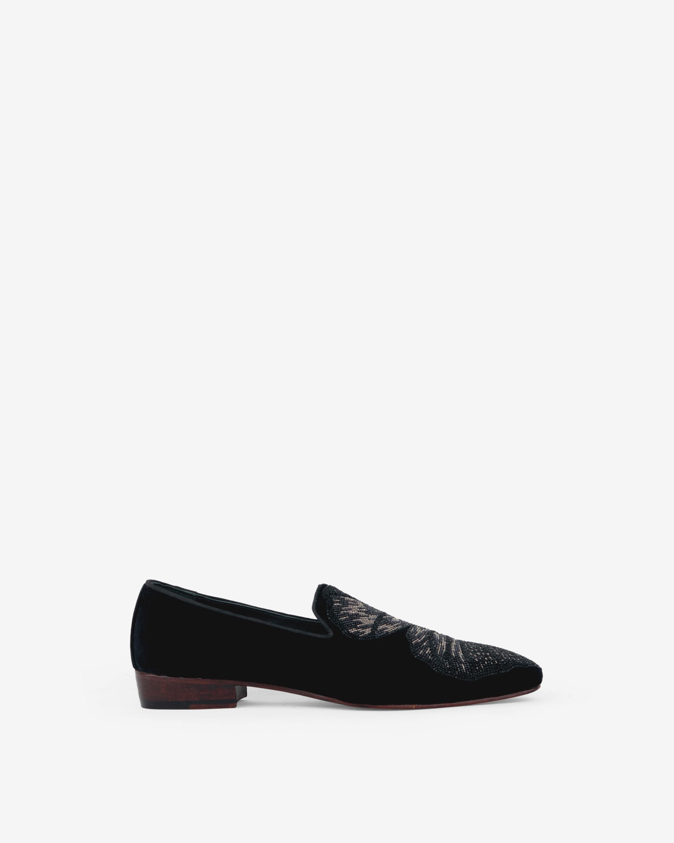Evening Tassel Raven Black Tuxedo With Hand Embroidered Beeds