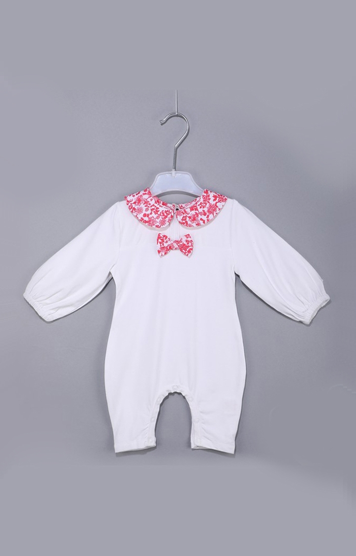 Kidbea | Kidbea New Born Baby White Full Sleeves Bodysuit For Girls 0