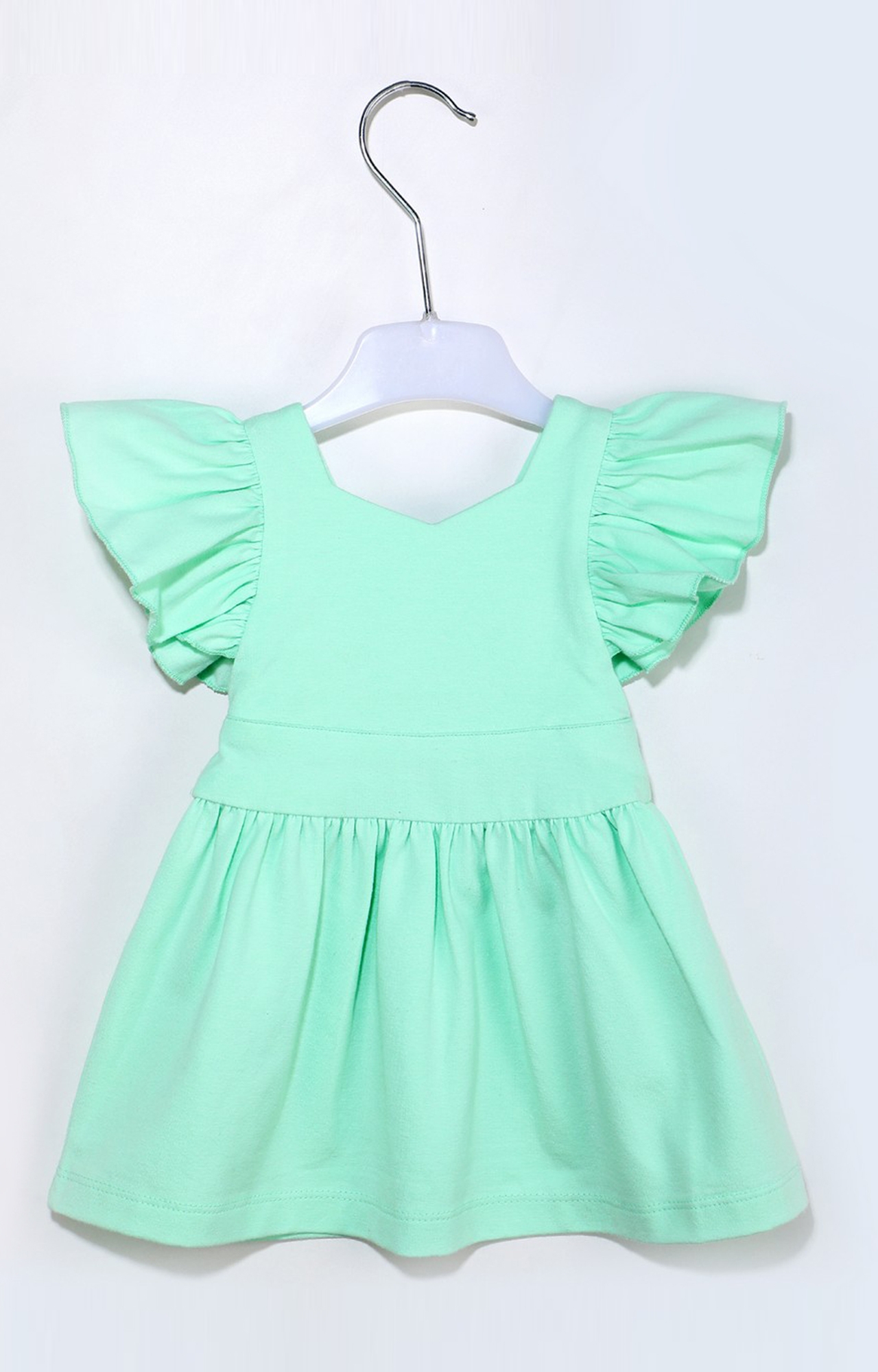 Kidbea | Kidbea New Born Baby's Girl Green Knee Length Dress 1