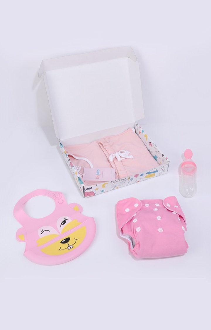 Kidbea | Kidbea New Born Baby Gift Set For Girl - Pack of 4 0
