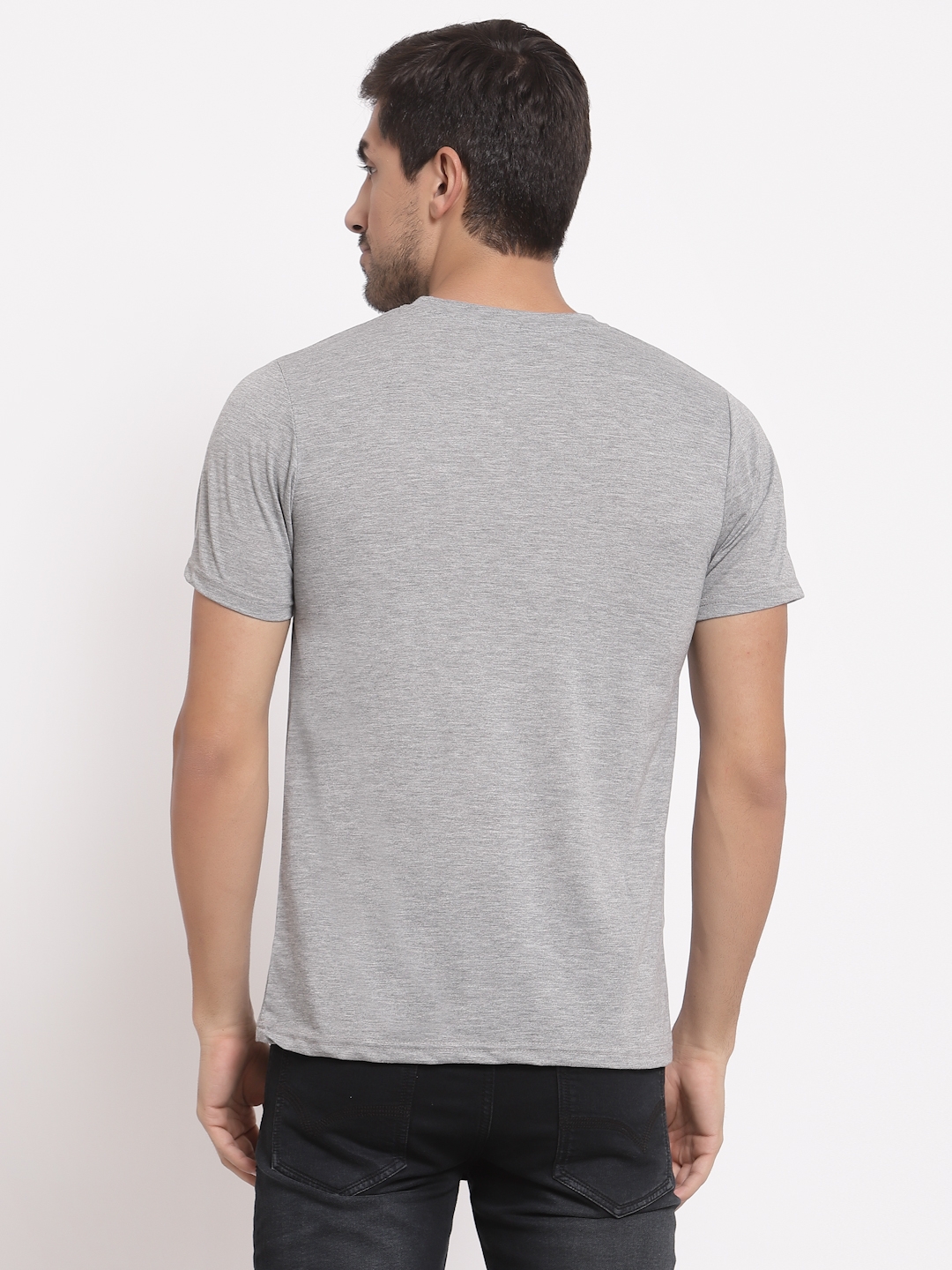 HEATHEX | HEATHEX Cotton Blend Printed Half Sleeve Light Grey T-Shirt for Men 1