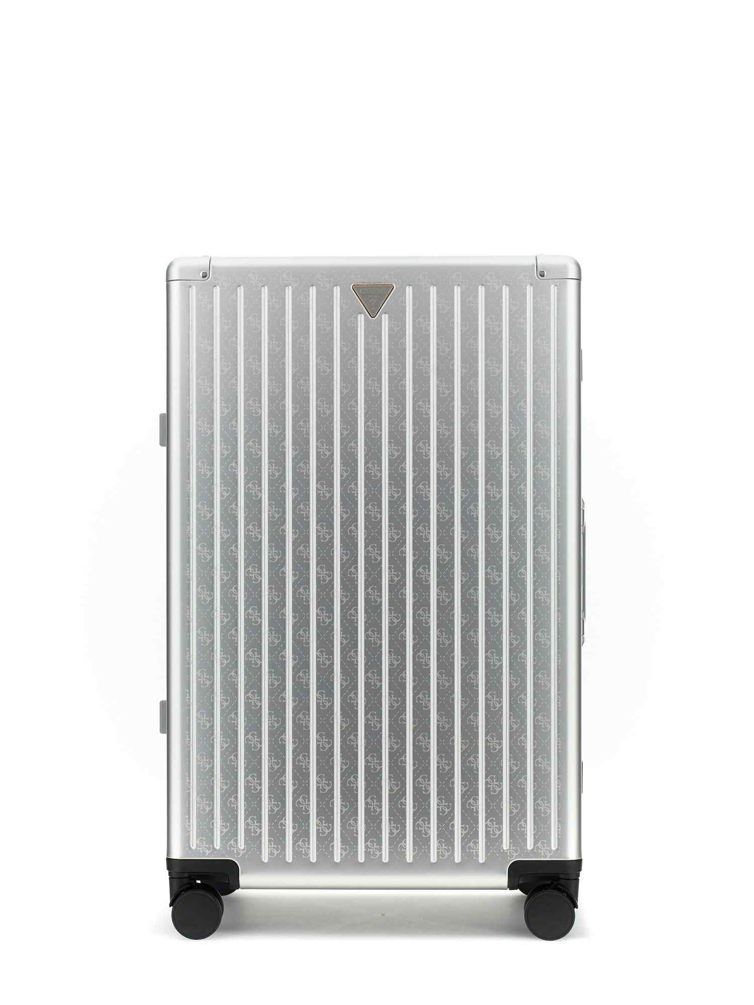 Guess Silver Aluminum Logo Women Trolley Bag