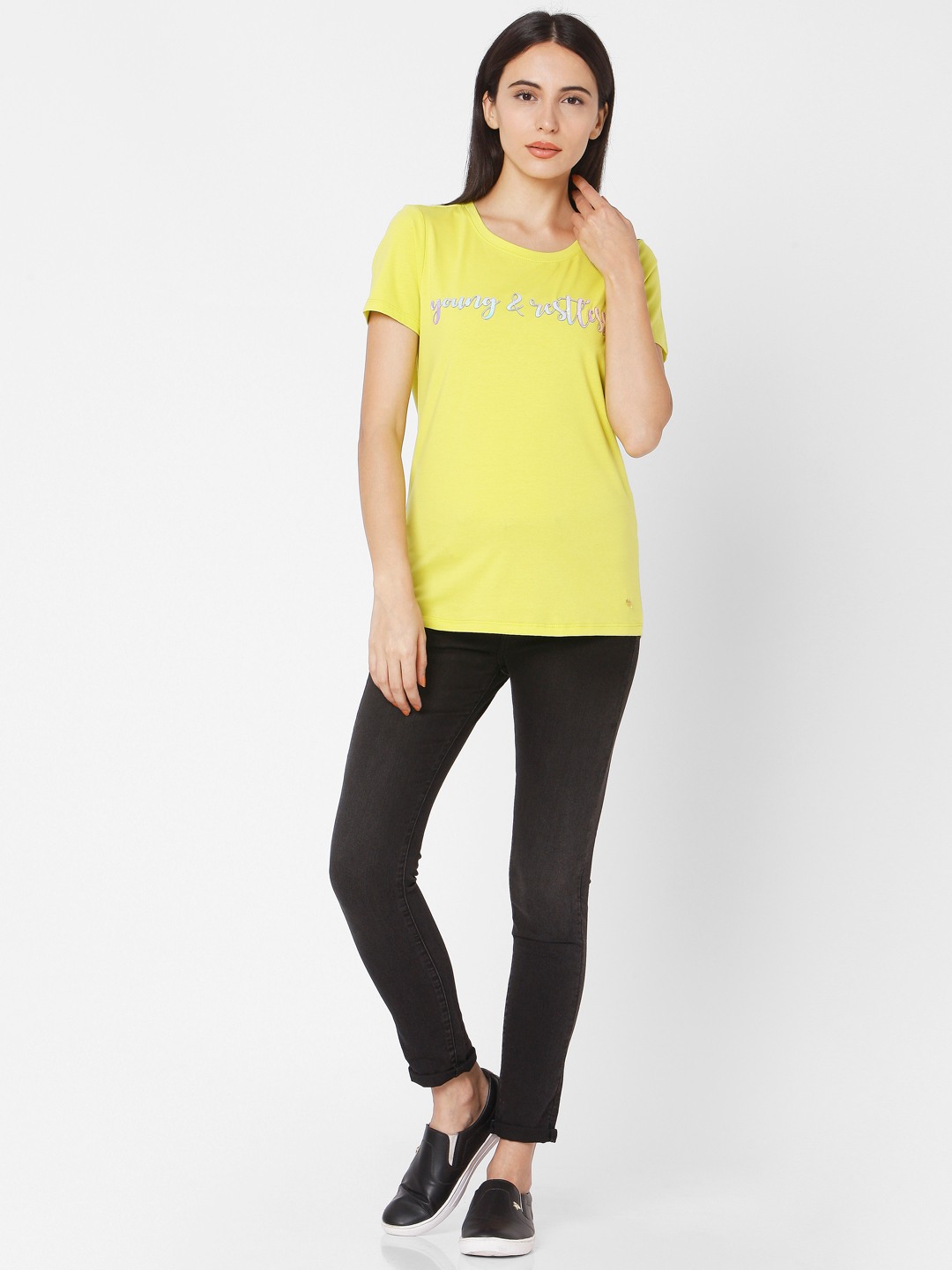 Women's Black Cotton Solid Skinny Jeans