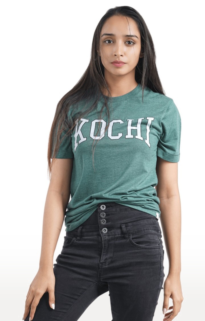 Unisex Kochi College Tri-Blend T-Shirt in Bottle Green