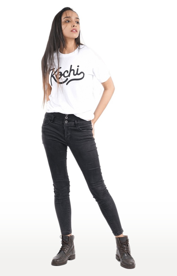 Unisex Kochi Script Tri-Blend T-Shirt in White