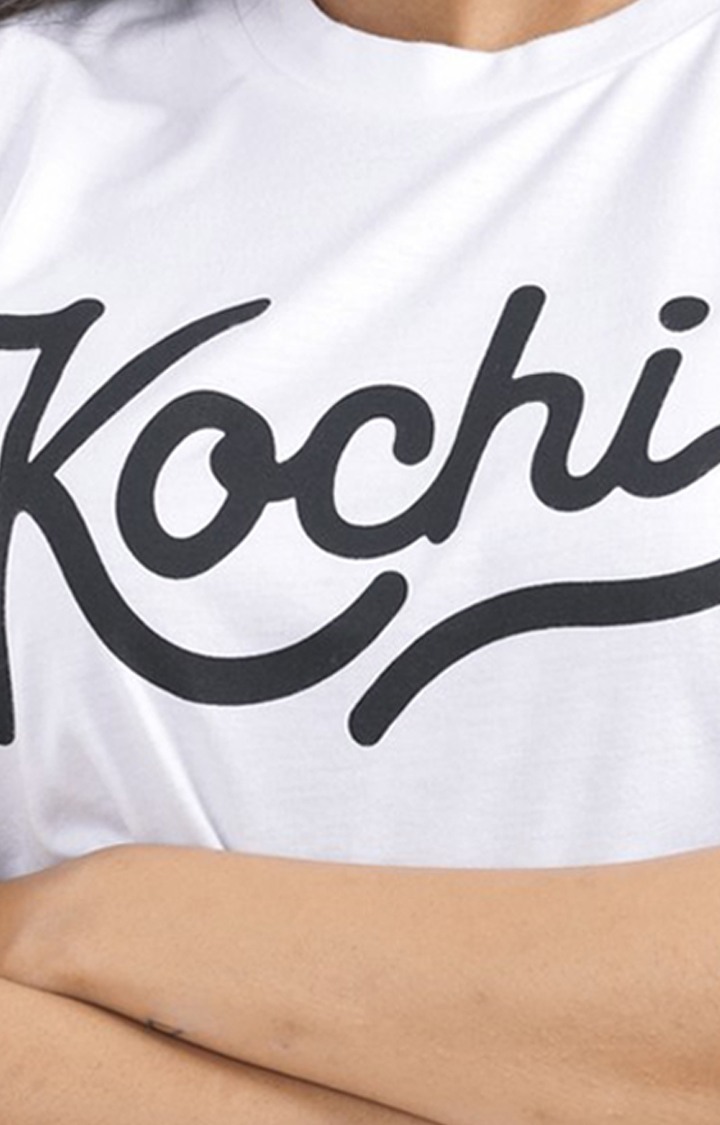 Unisex Kochi Script Tri-Blend T-Shirt in White