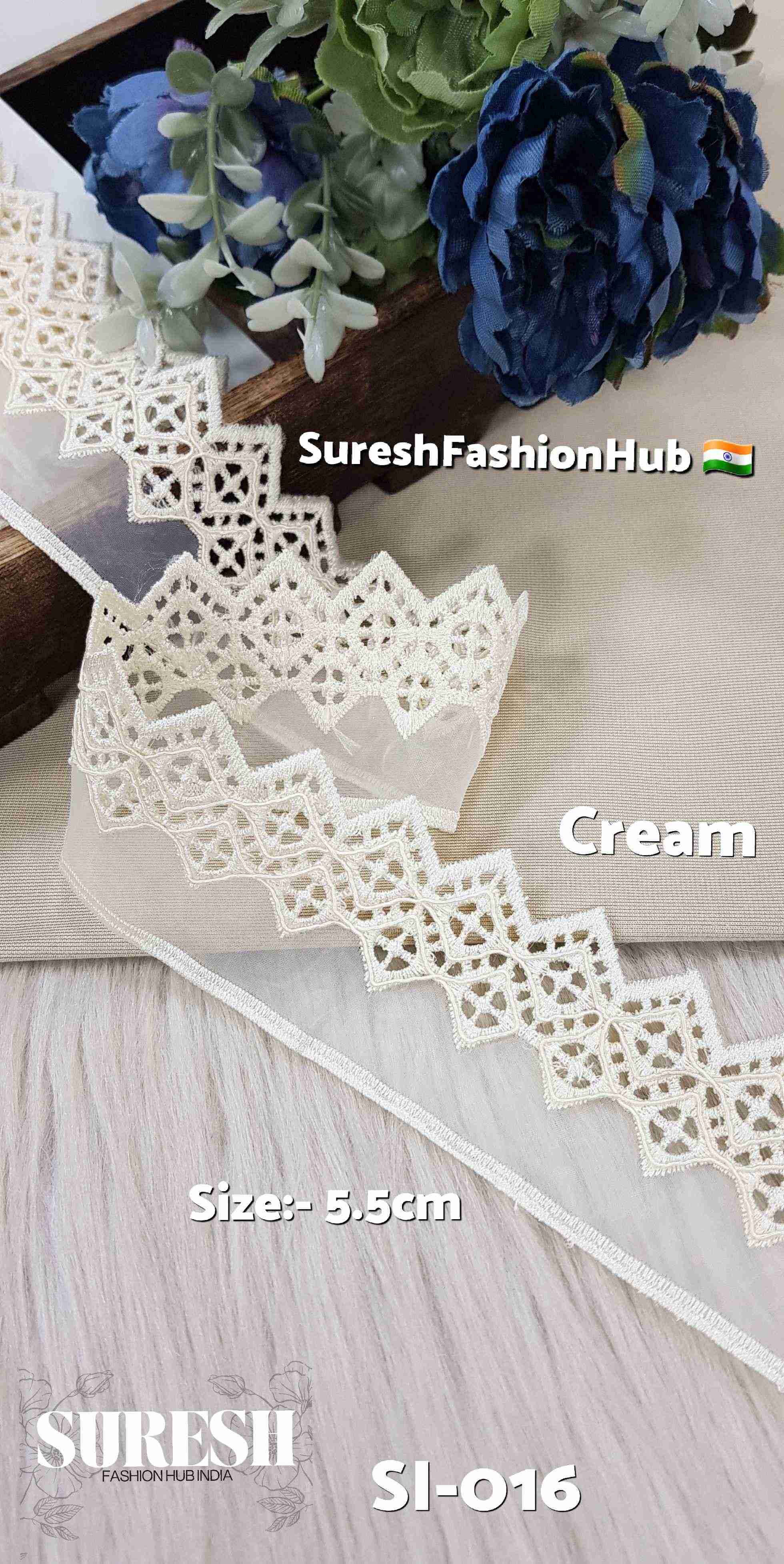 Graceful Charm Cream Organza Cutwork Lace