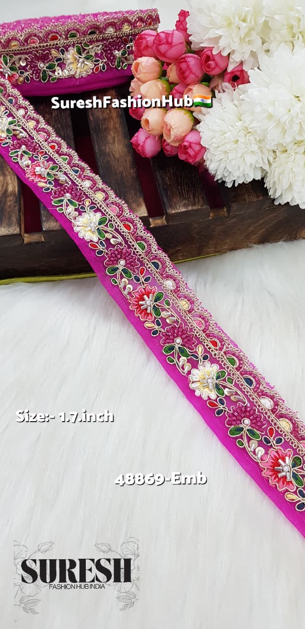 Rani Floral Beads & Thread Embroidery Lace – 48869-EMB