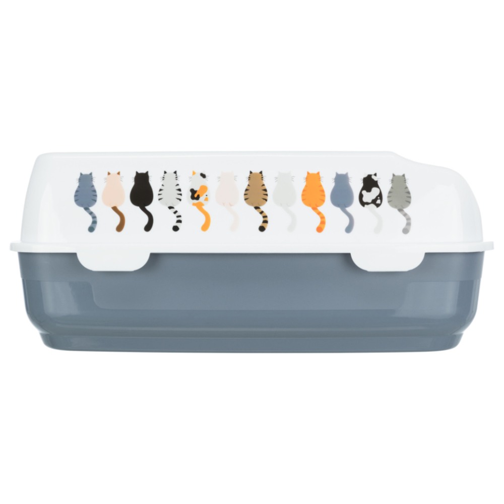 Trixie Delio Cat Litter Tray with Rim Printed (38x20x50cm, Grey/White)