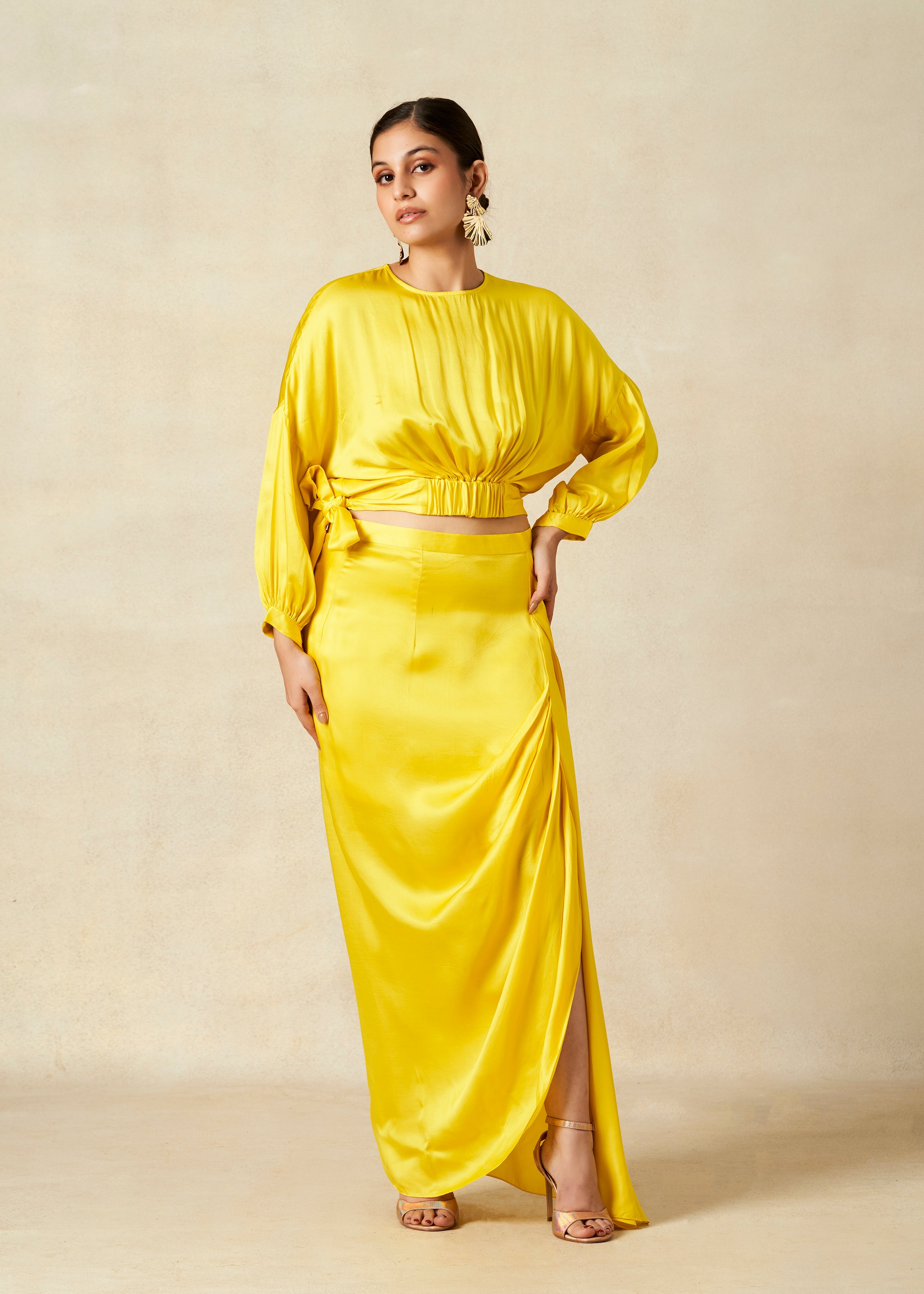 Yellow Pleated Skirt