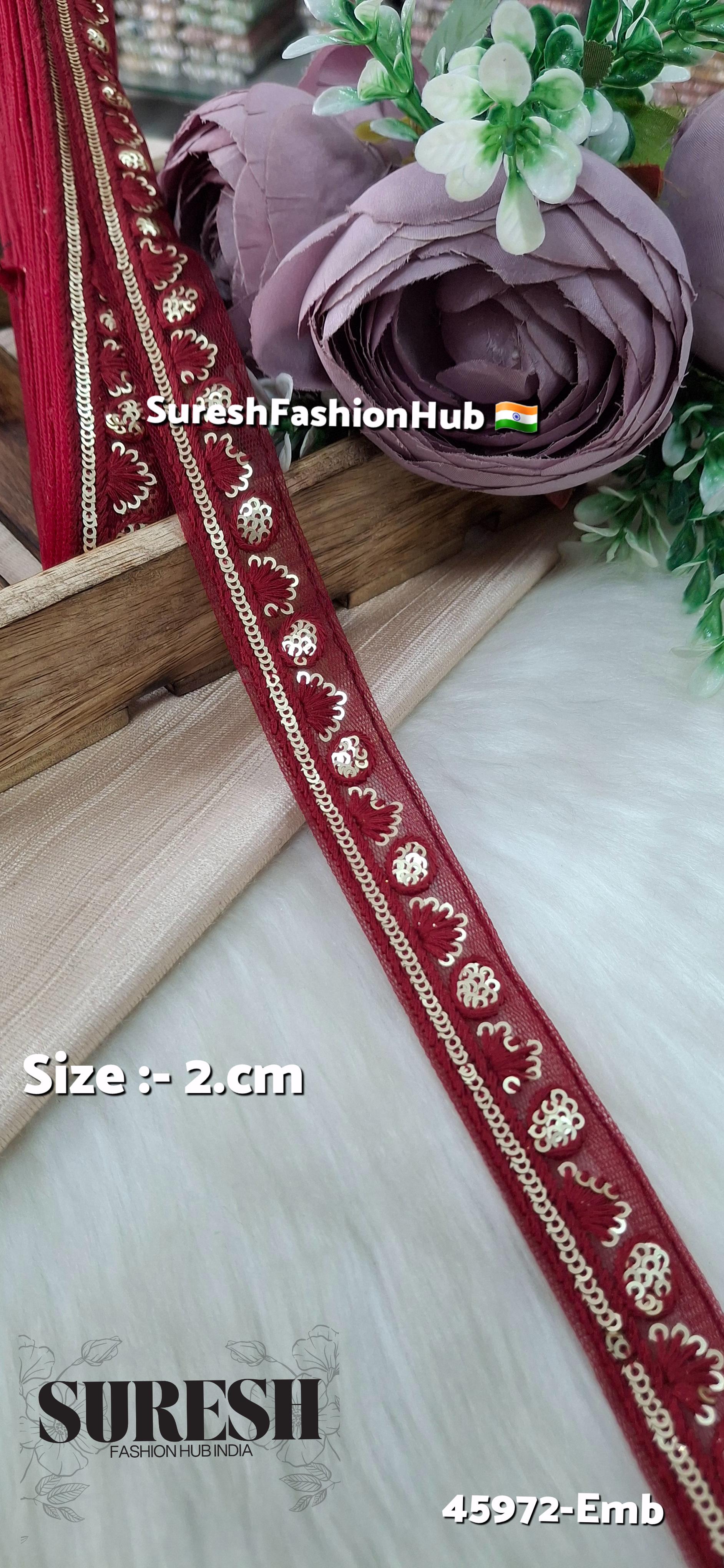 Maroon Tone-on-Tone Embroidery Lace
