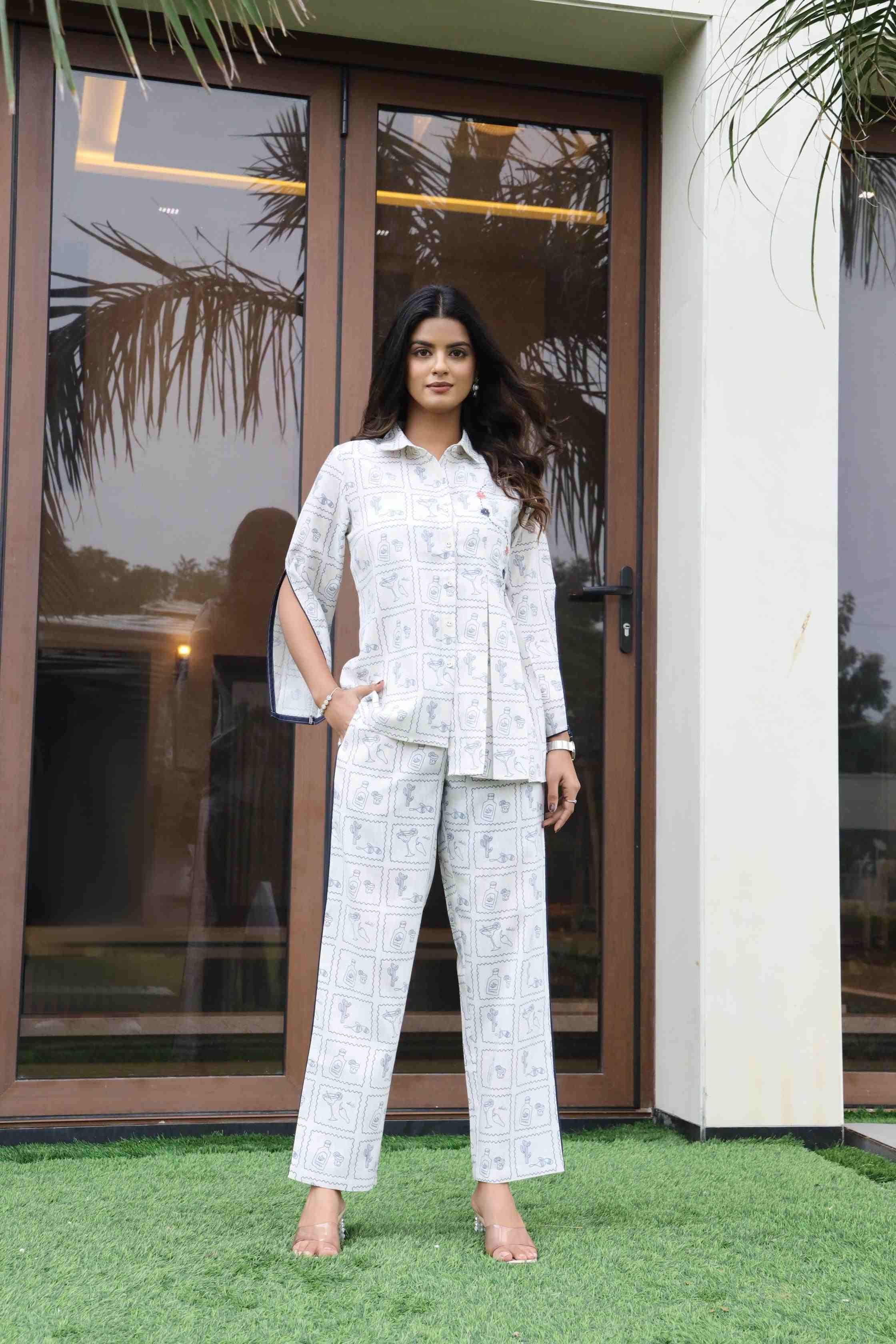 WOMEN'S COTTON PARTY WEAR CO-ORD SET