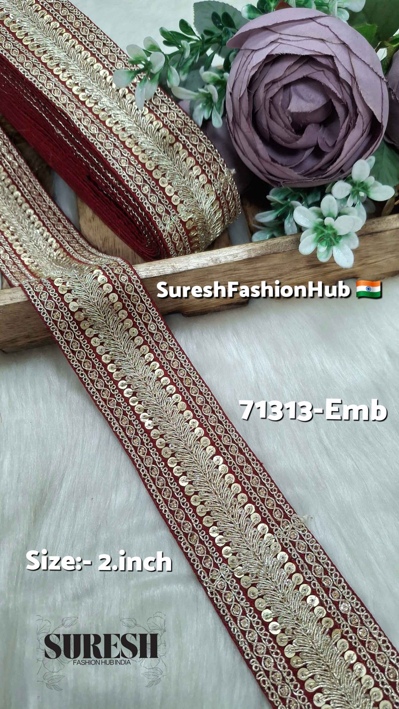 Maroon Sabyasachi Pearl Dori Border – 71313-EMB