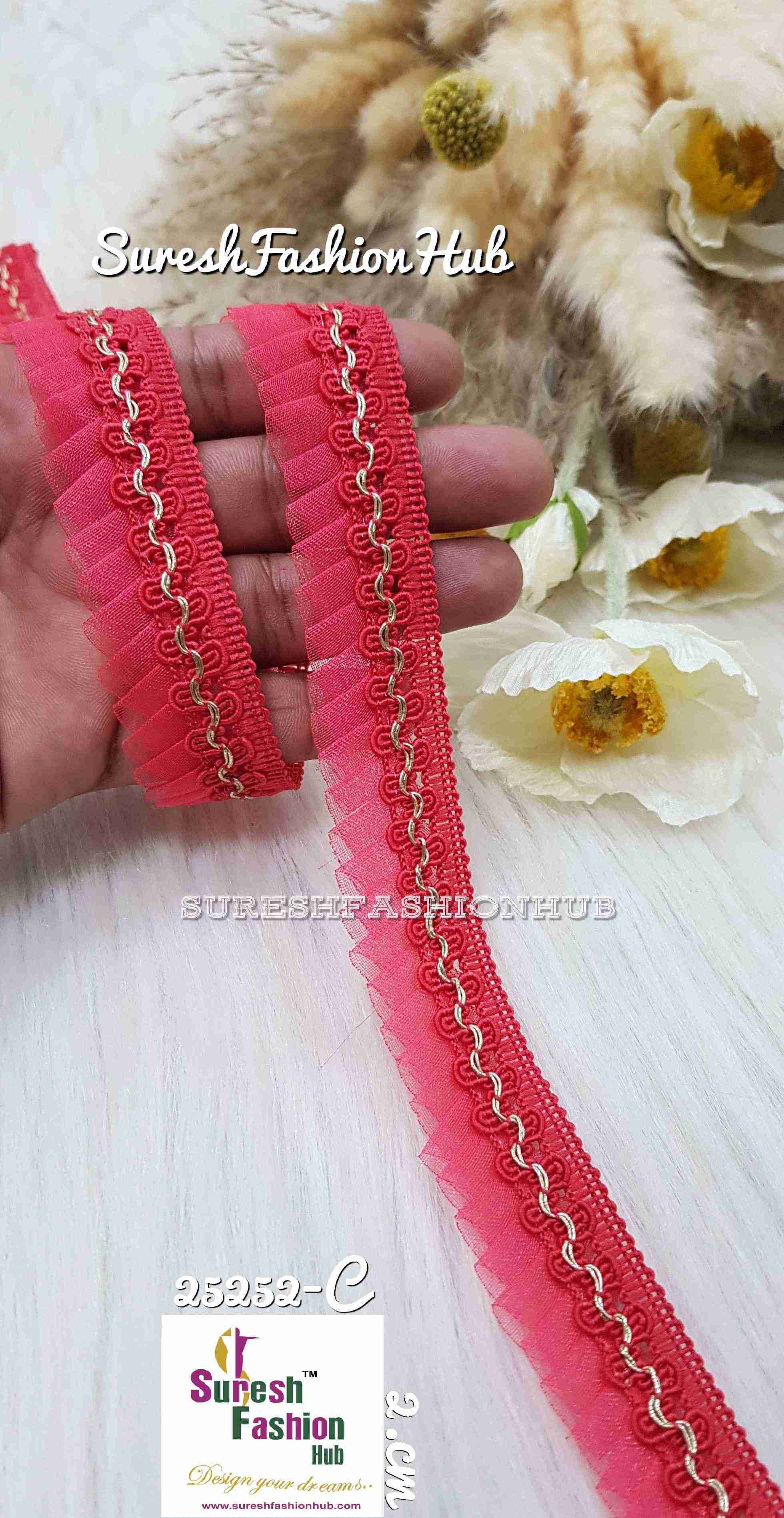 Poppy Pink Ruffle Edge Trim