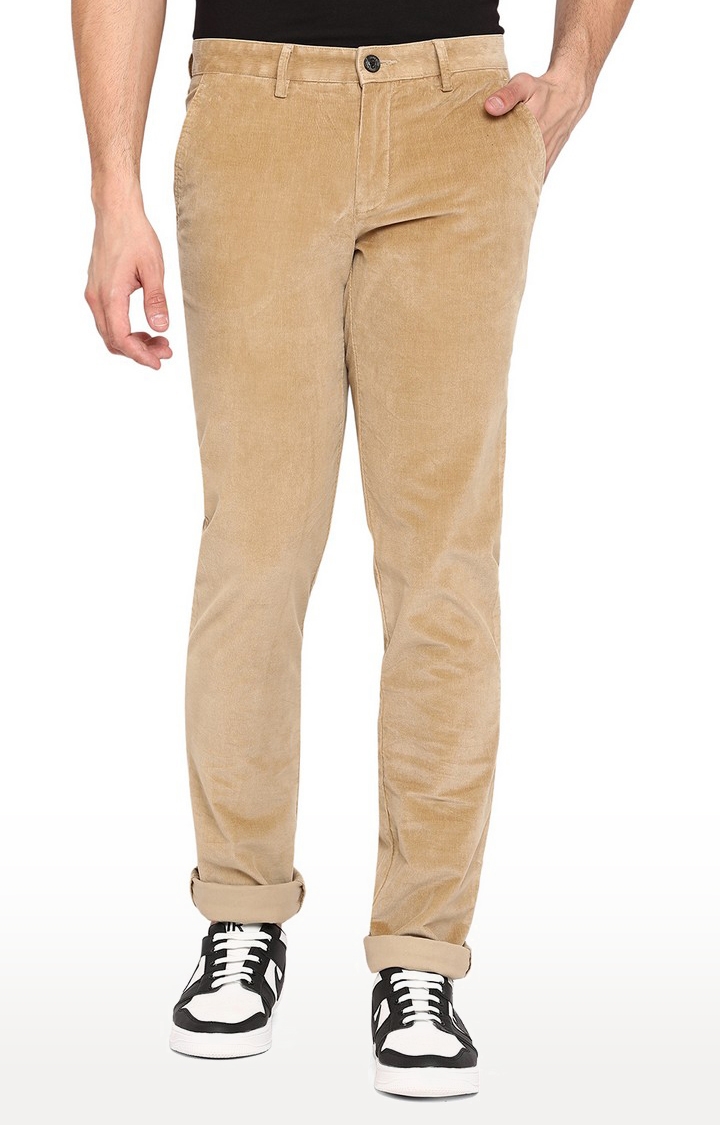 JadeBlue | JBCT205/1,BEIGE SELF Men's Beige Cotton Solid Trousers 0
