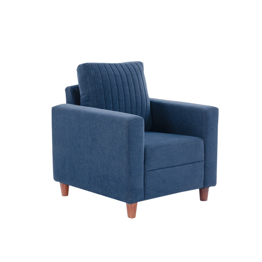 neudot Roman Sofa for Living Room |1 Person Sofa|Premium Fabric with Cushioned Armrest | Solid Wood Frame|1 Seater in Dusky Blue Color