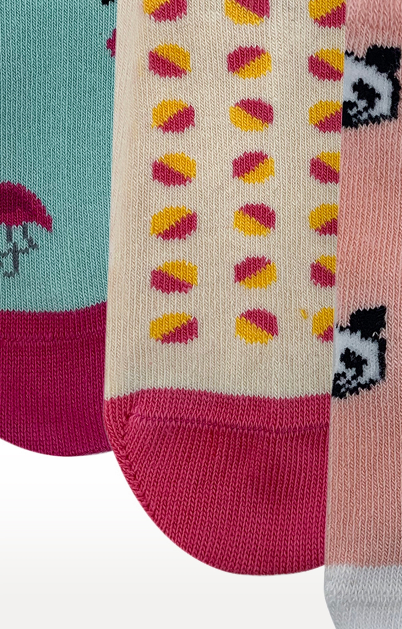 Mint & Oak | Mint & Oak Pink Delight Cotton Multi Ankle Length Socks for Kids - Pack of 3 2