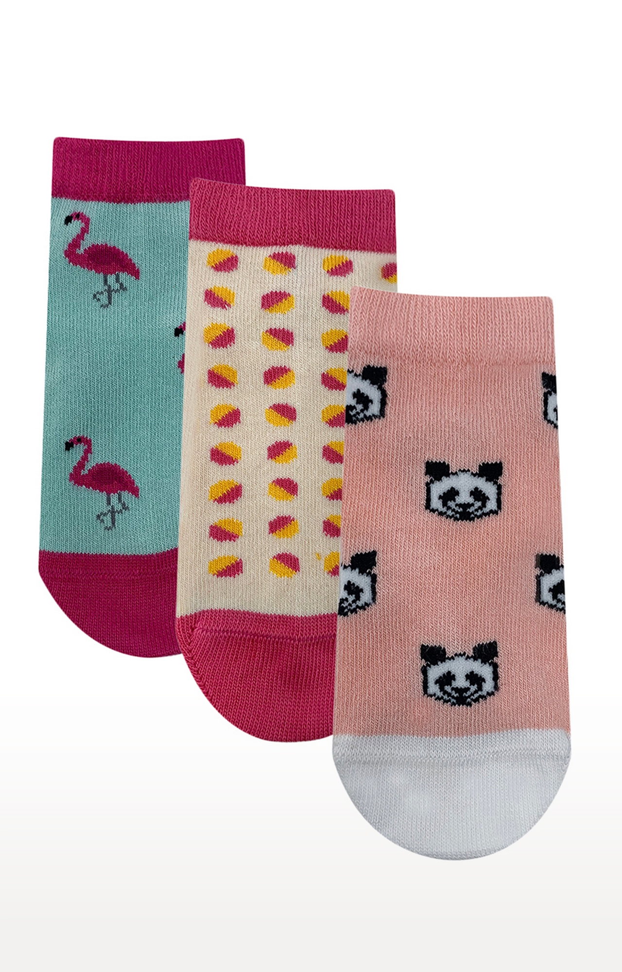 Mint & Oak | Mint & Oak Pink Delight Cotton Multi Ankle Length Socks for Kids - Pack of 3 1