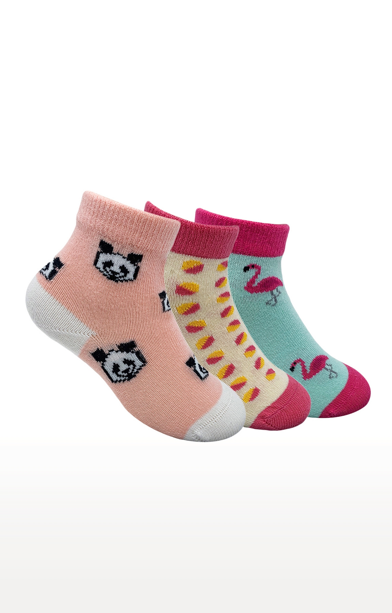 Mint & Oak | Mint & Oak Pink Delight Cotton Multi Ankle Length Socks for Kids - Pack of 3 0