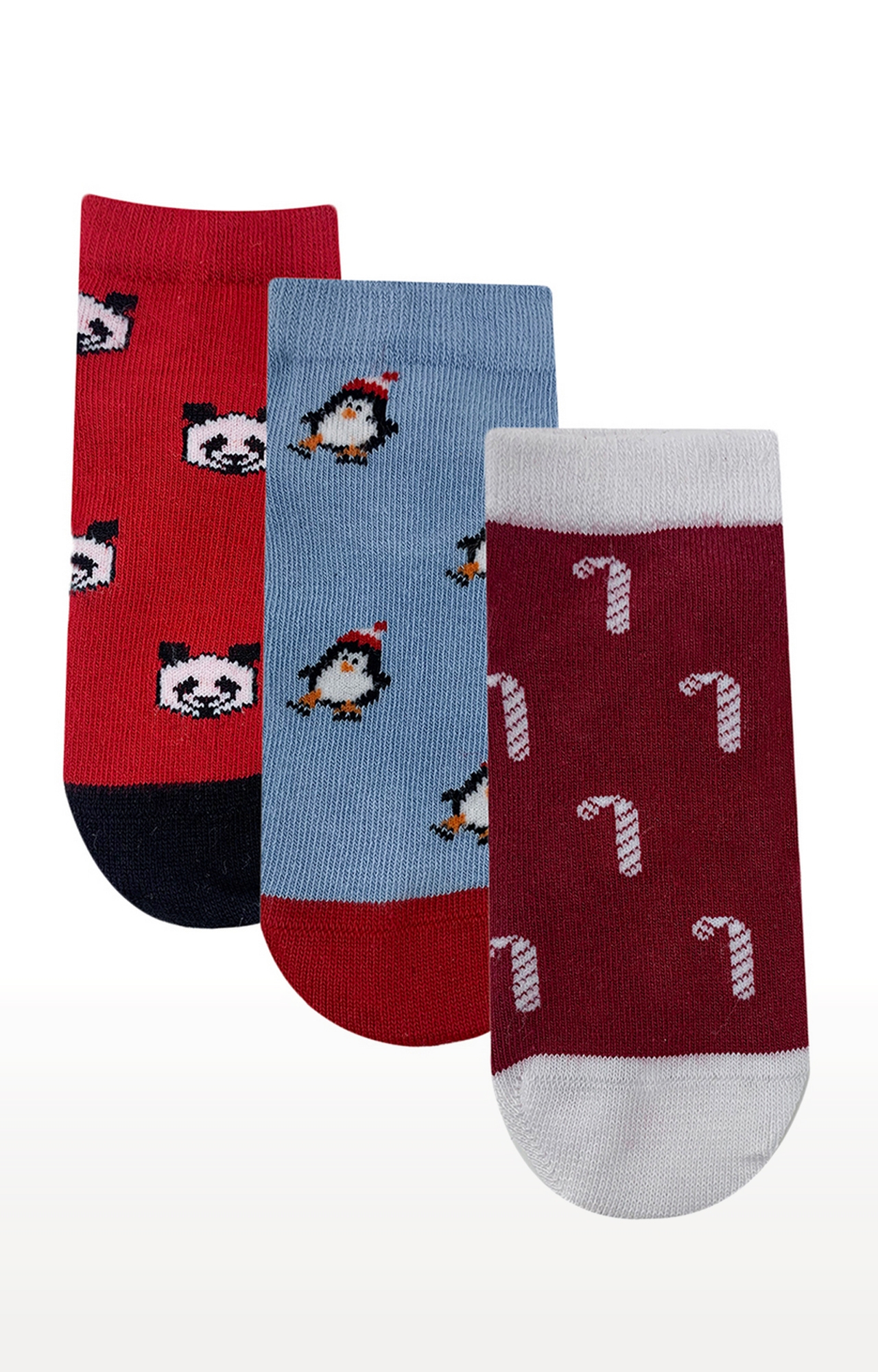 Mint & Oak | Mint & Oak Christmas Feelin Cotton Multi Ankle Length Socks for Kids - Pack of 3 1