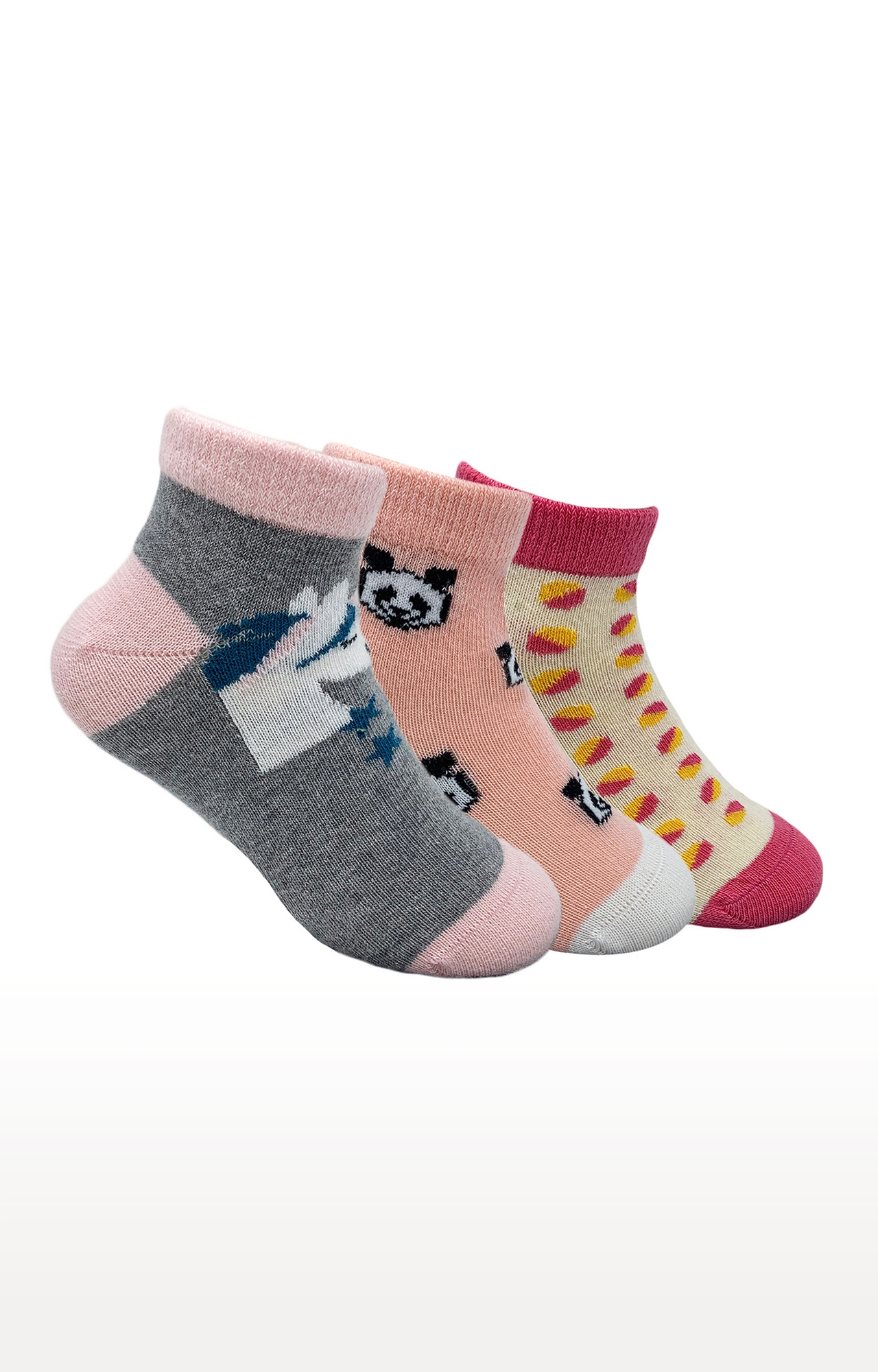 Mint & Oak | Mint & Oak Pretty In Pink Cotton Multi Ankle Length Socks for Kids - Pack of 3 0
