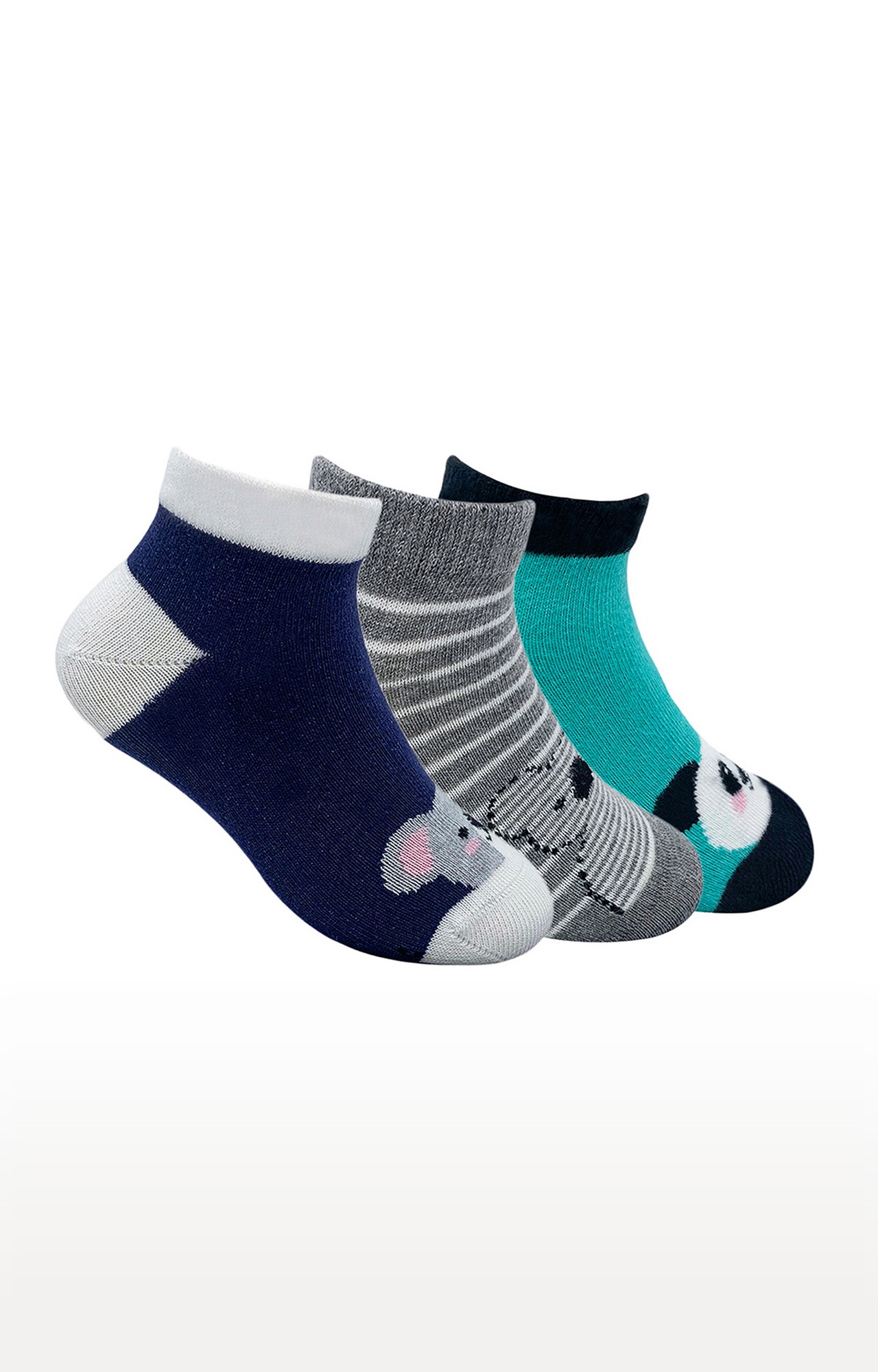 Mint & Oak | Mint & Oak Big Bear Hug Cotton Multi Ankle Length Socks for Kids - Pack of 3 0