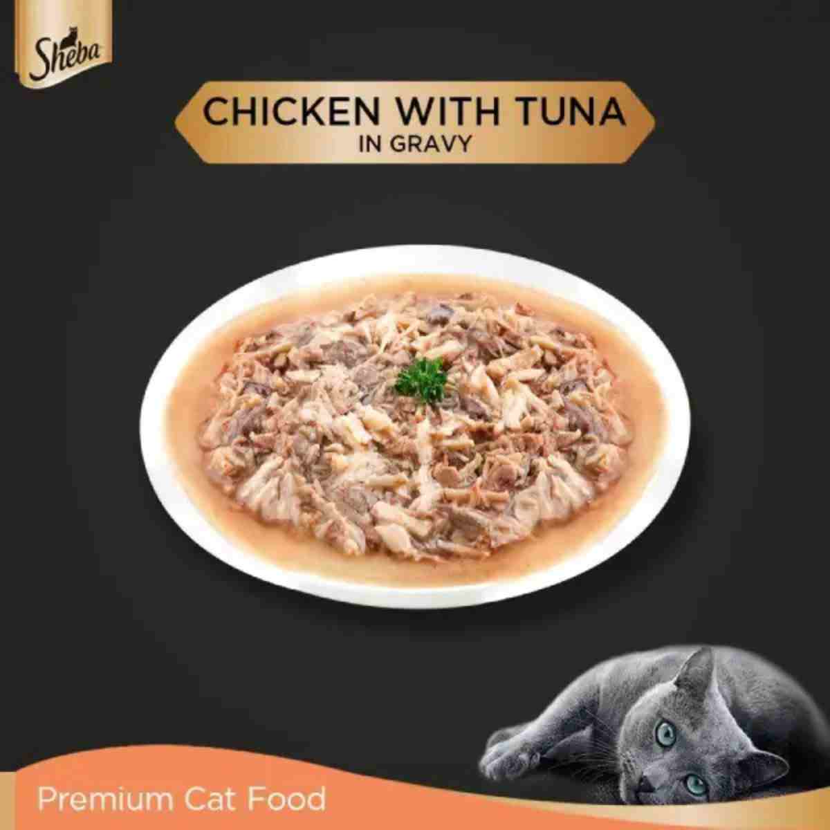 Sheba Chicken with Tuna in Gravy Wet Cat Food, 70g