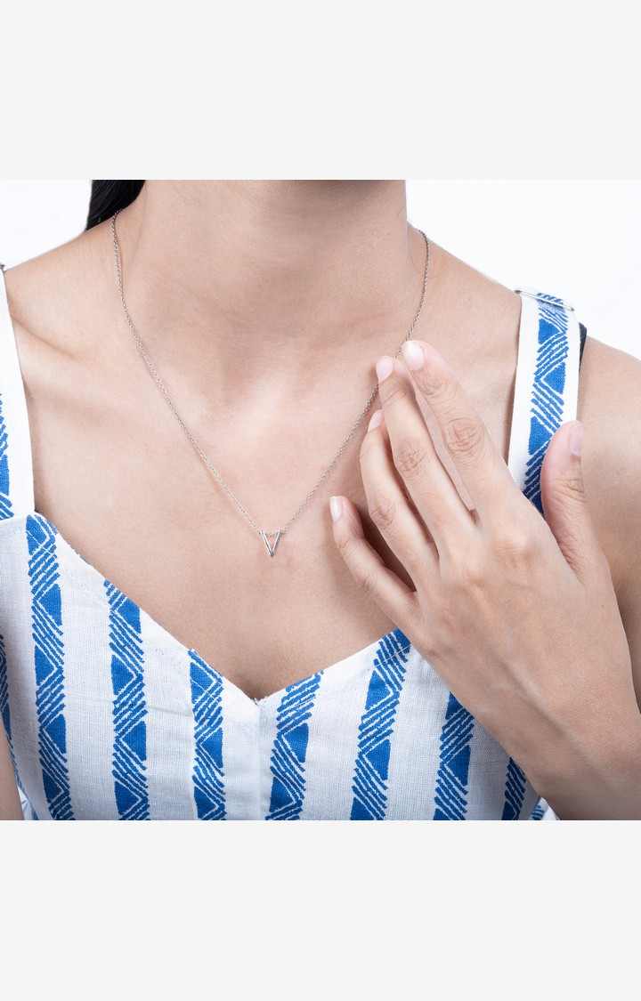 Vivid V Initial Necklace