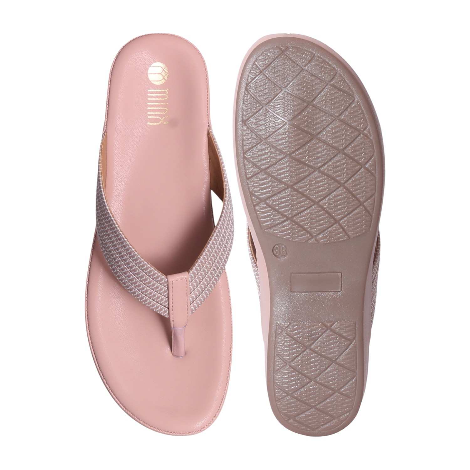 Women Peach Wedge Toe-Ring Sandals